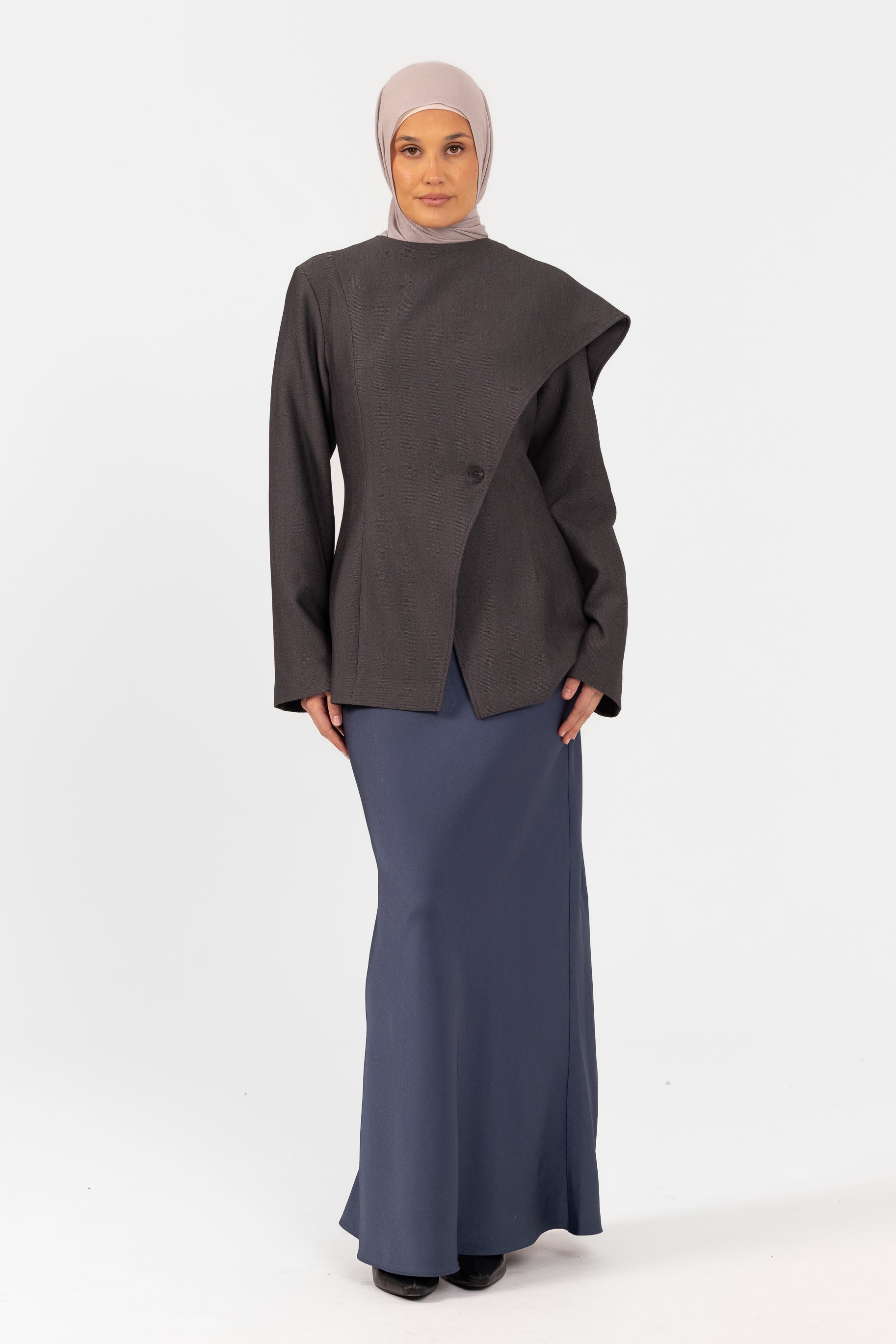 Autumn Shawl Jacket - Steel