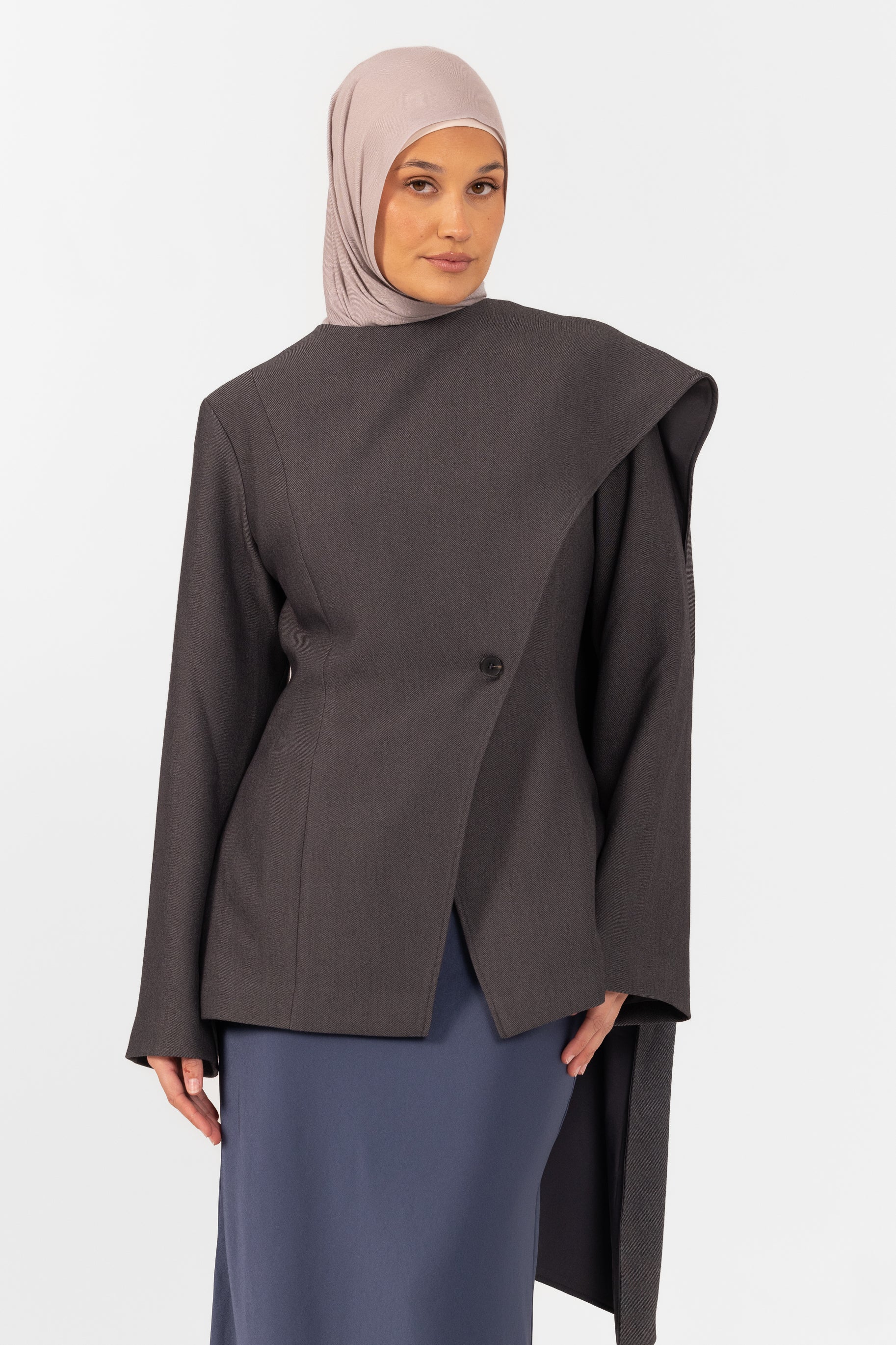 Autumn Shawl Jacket - Steel