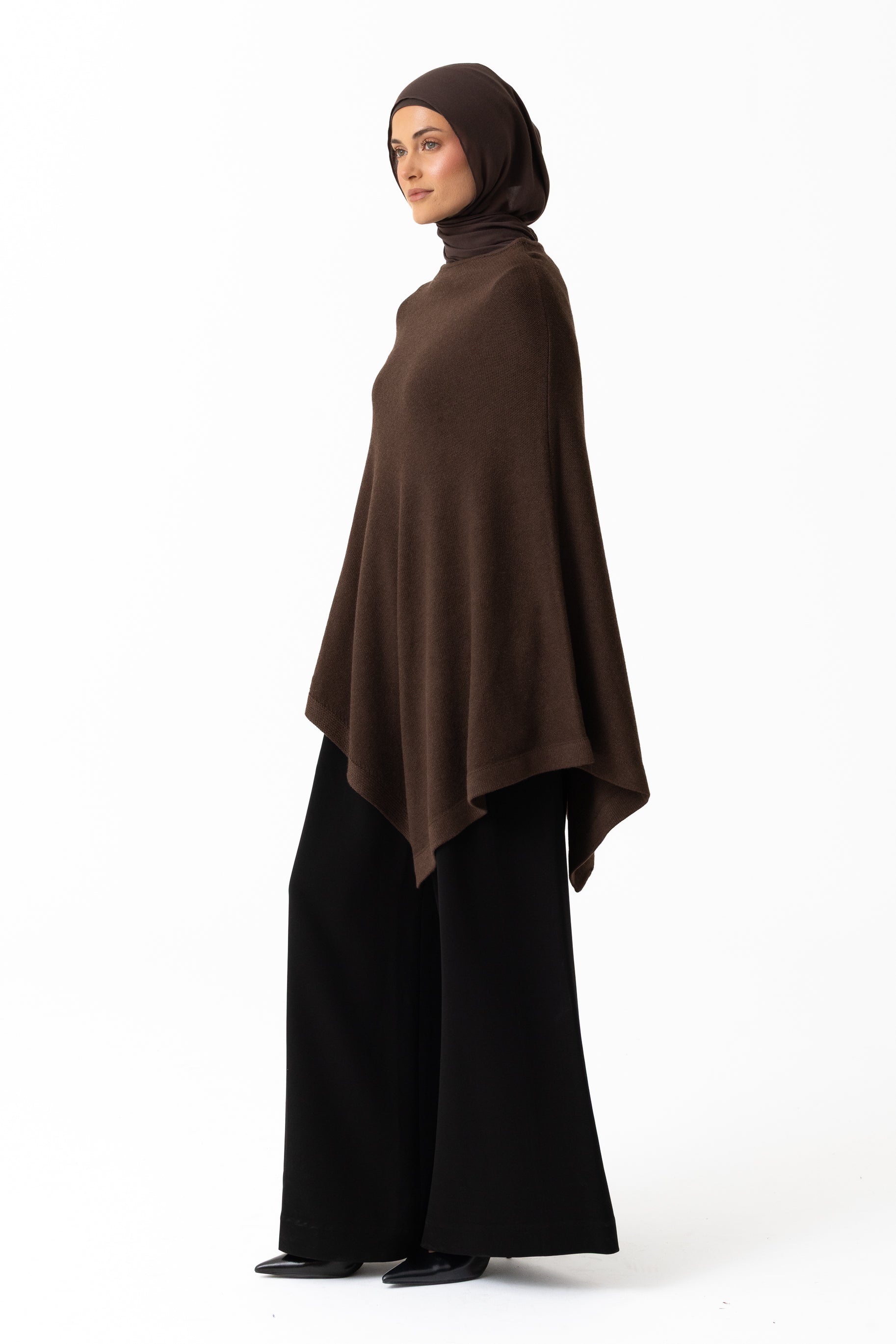Knit Poncho - Dark Truffle