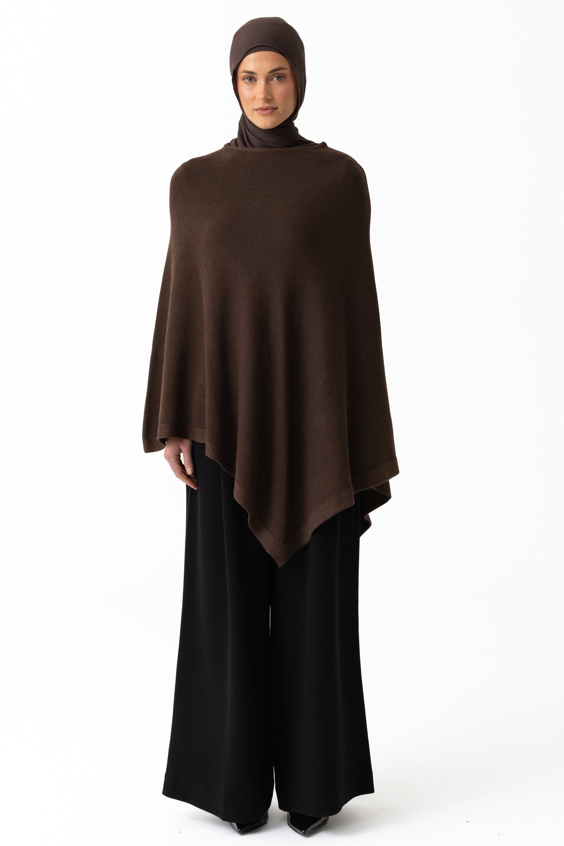 Knit Poncho - Dark Truffle
