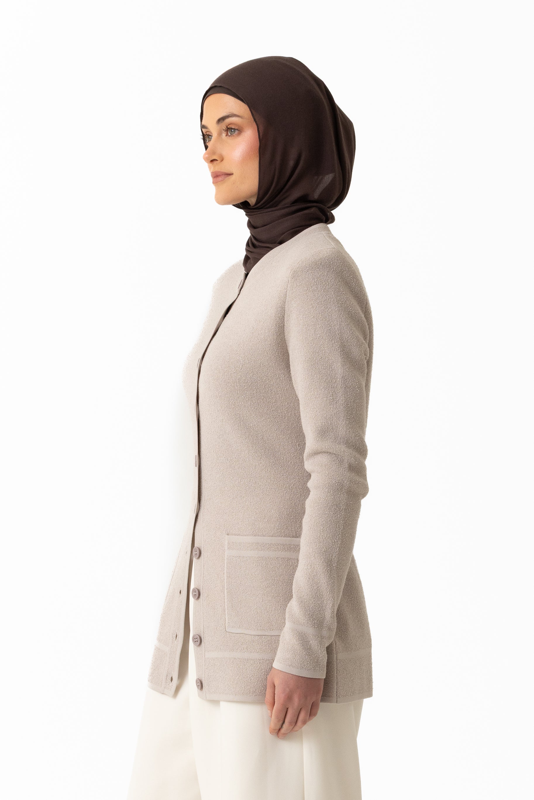 Batul Boucle Cardigan - Stone
