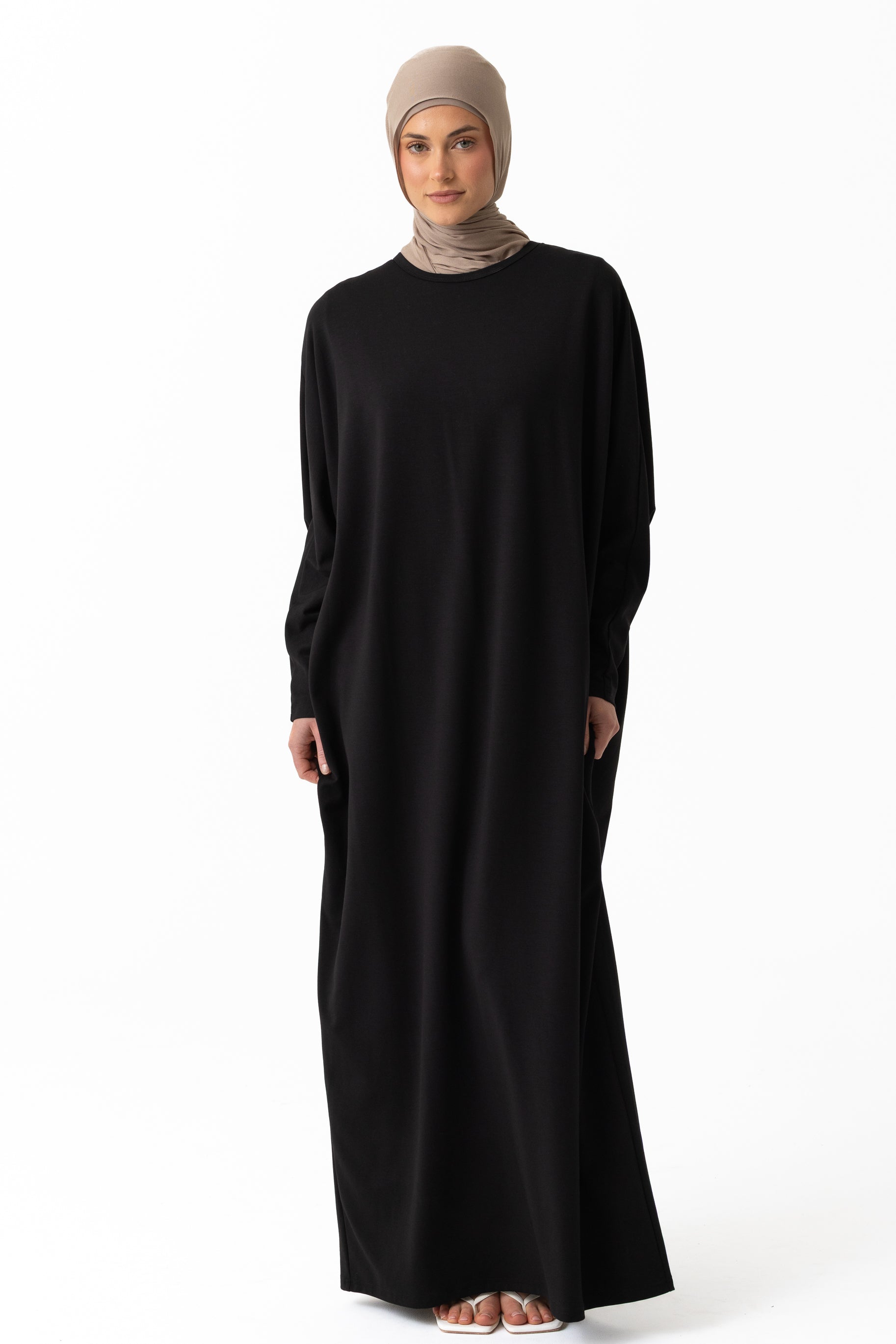 Jersey Batwing Abaya - Black