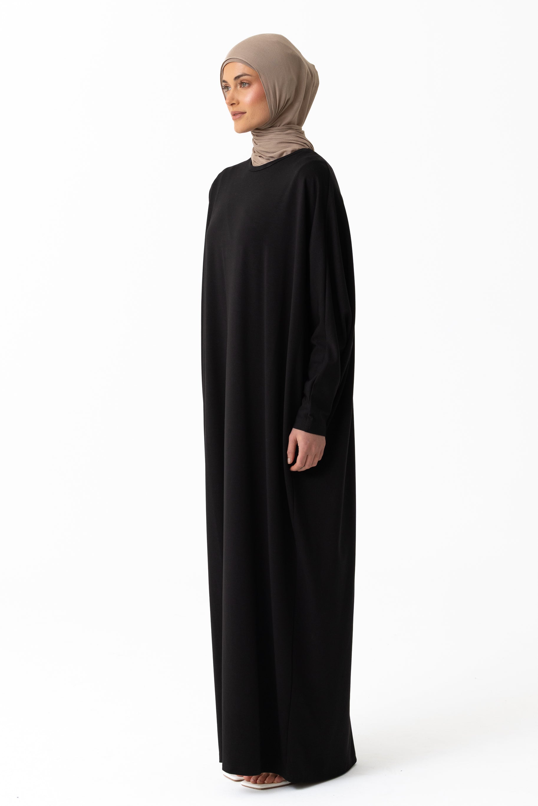 Jersey Batwing Abaya - Black