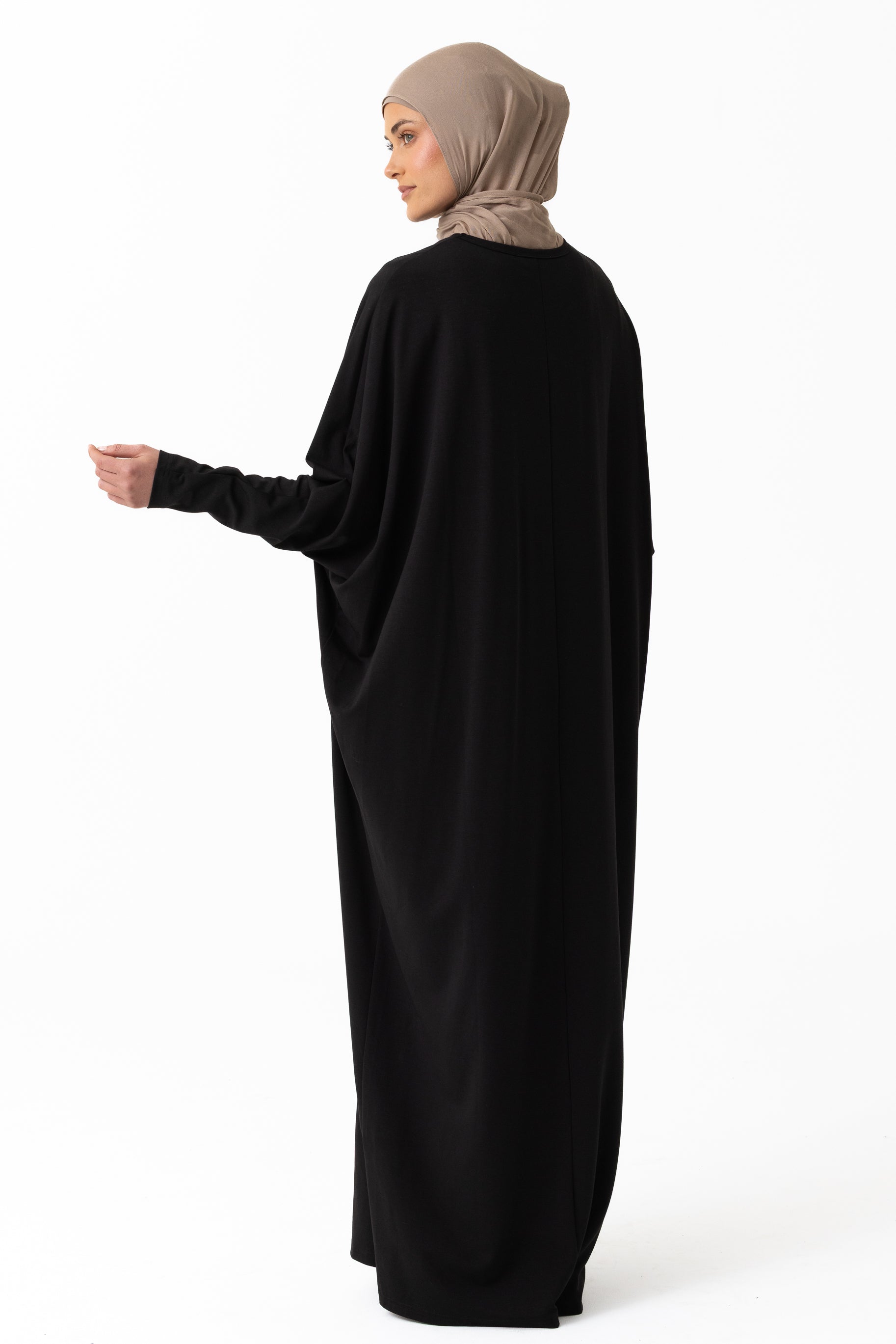 Jersey Batwing Abaya - Black
