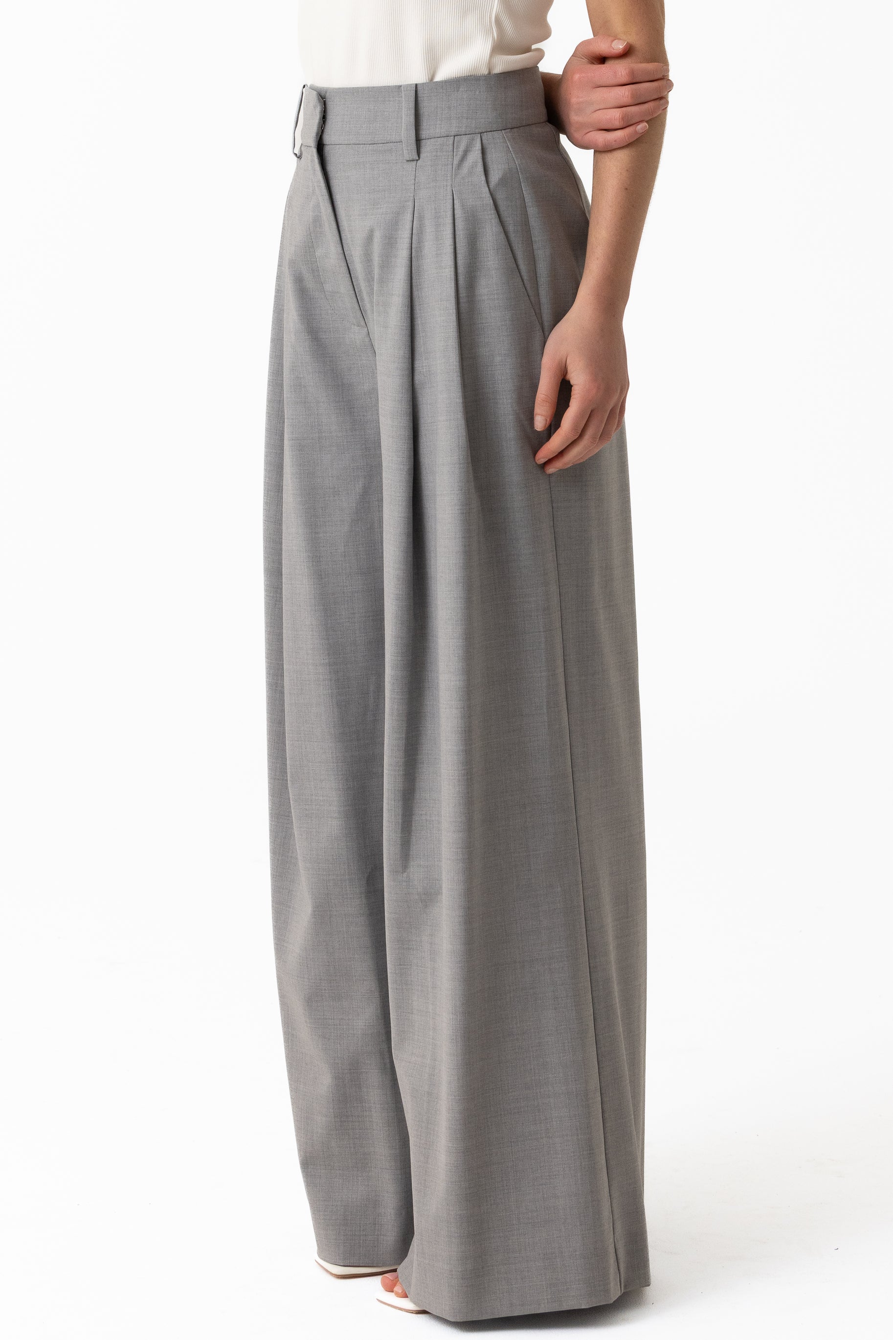 Leena Wool Tailored Pant - Ash Grey
