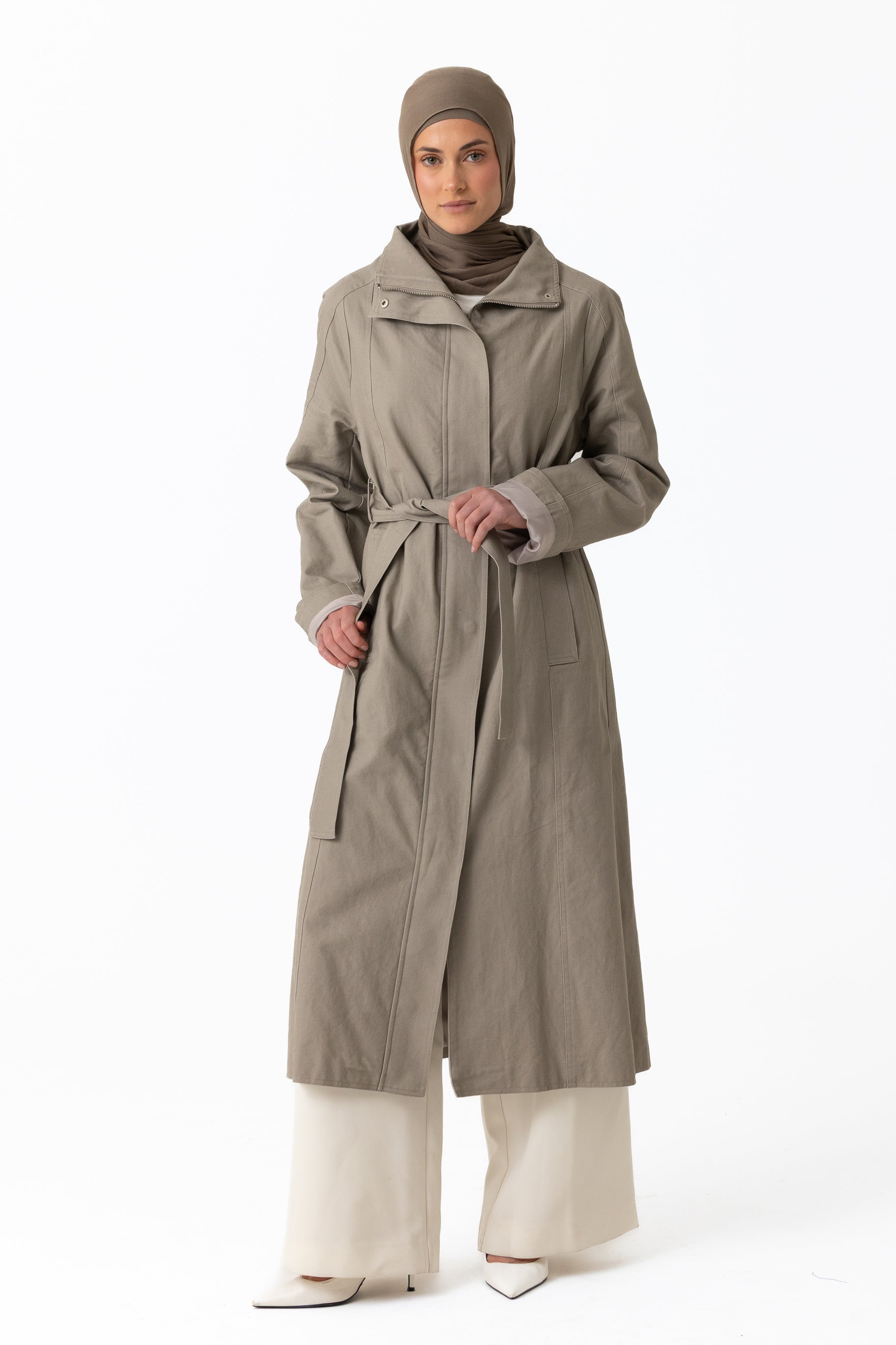 Canvas Trench Coat - Evergreen Fog