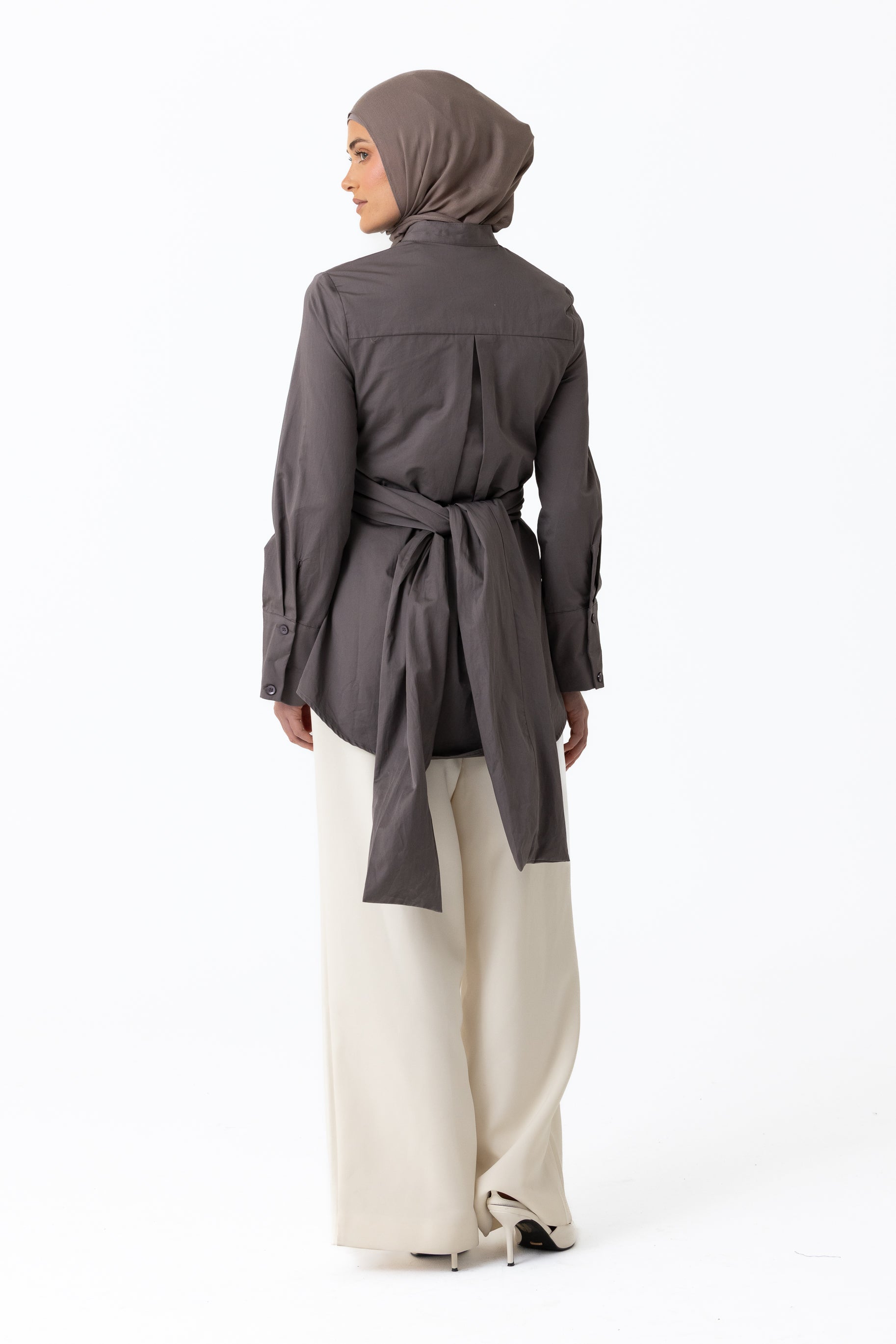 Crossover Cotton Shirt - Graphite