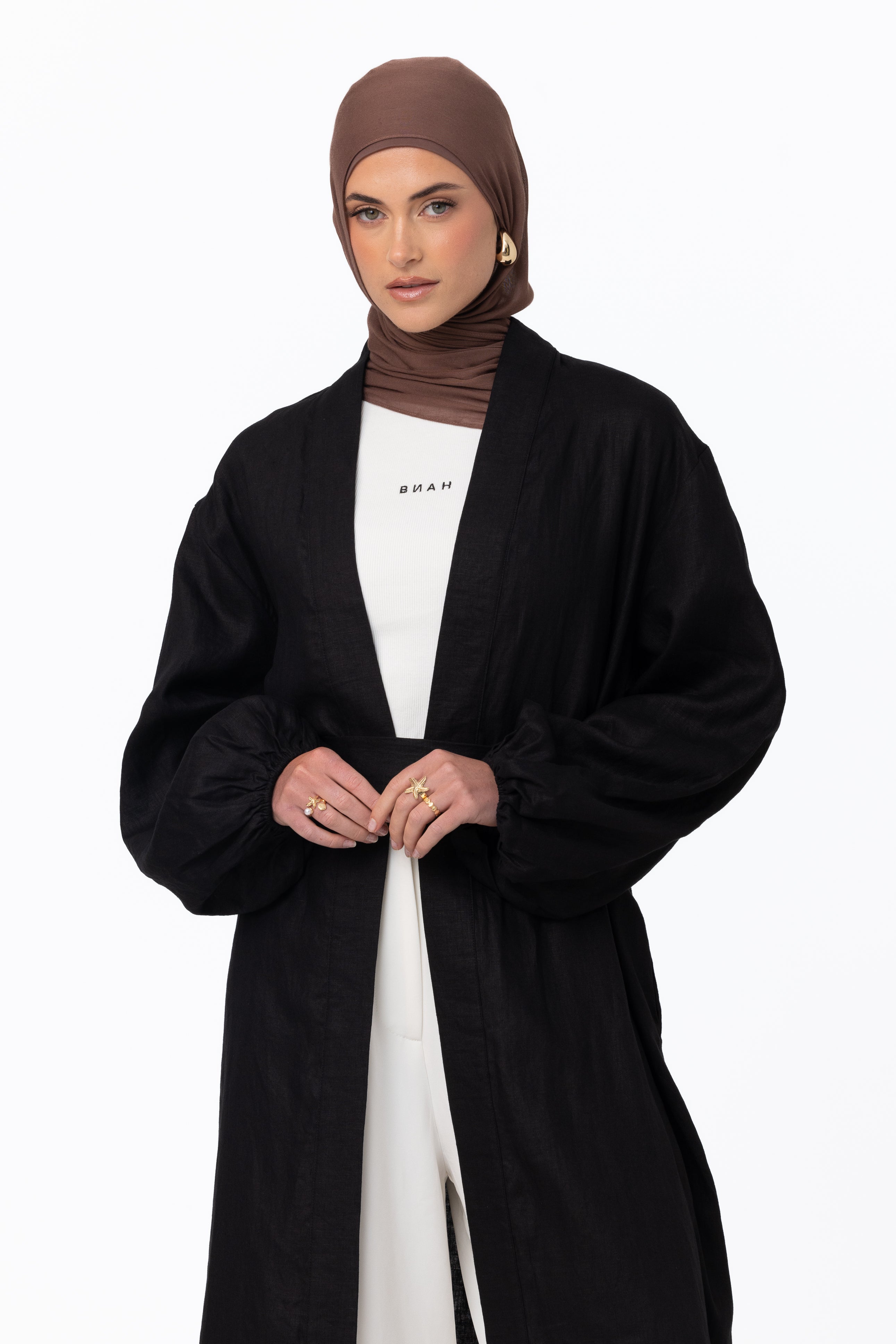 Elaria Open Abaya - Black