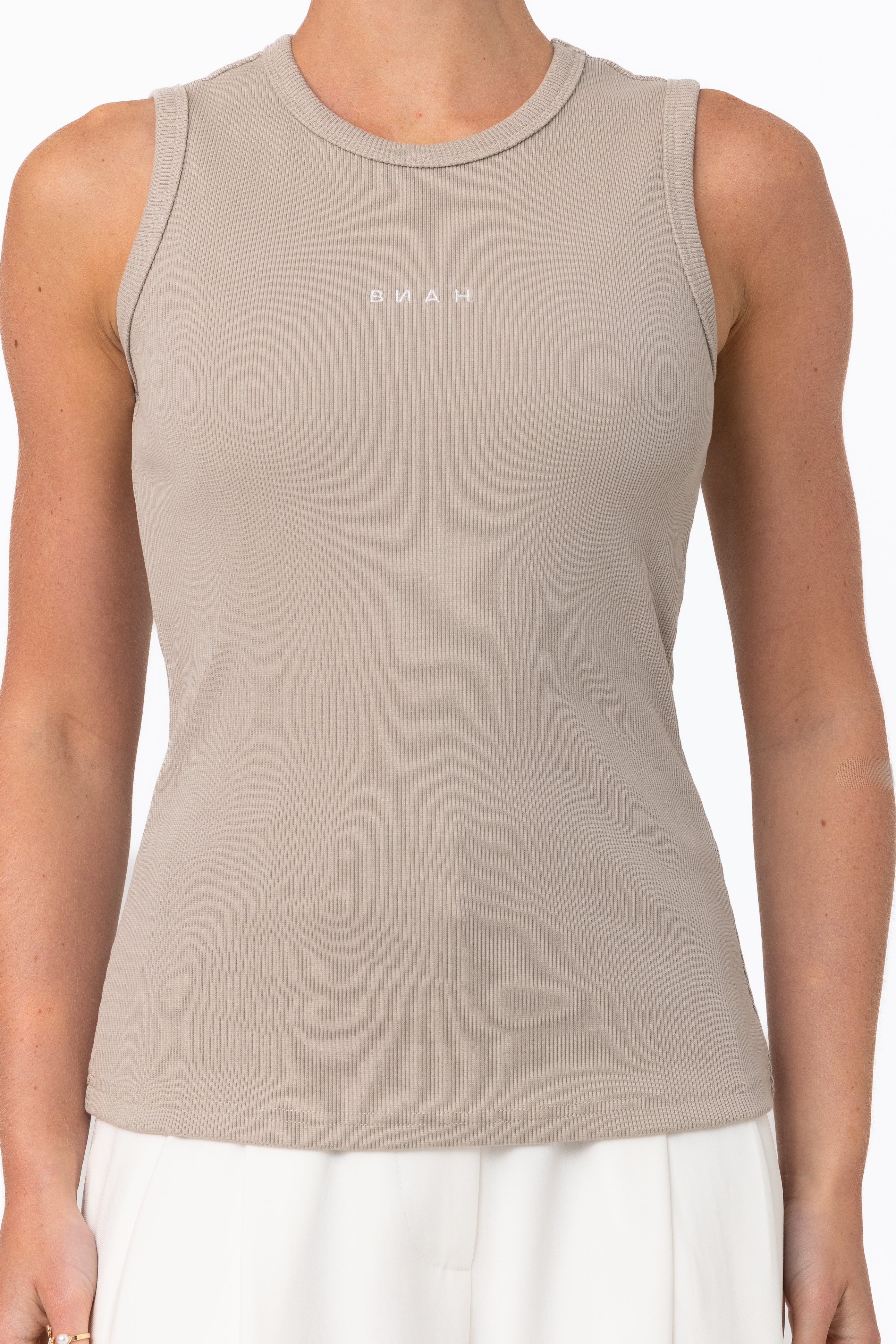 Core Ribbed Tank - Taupe