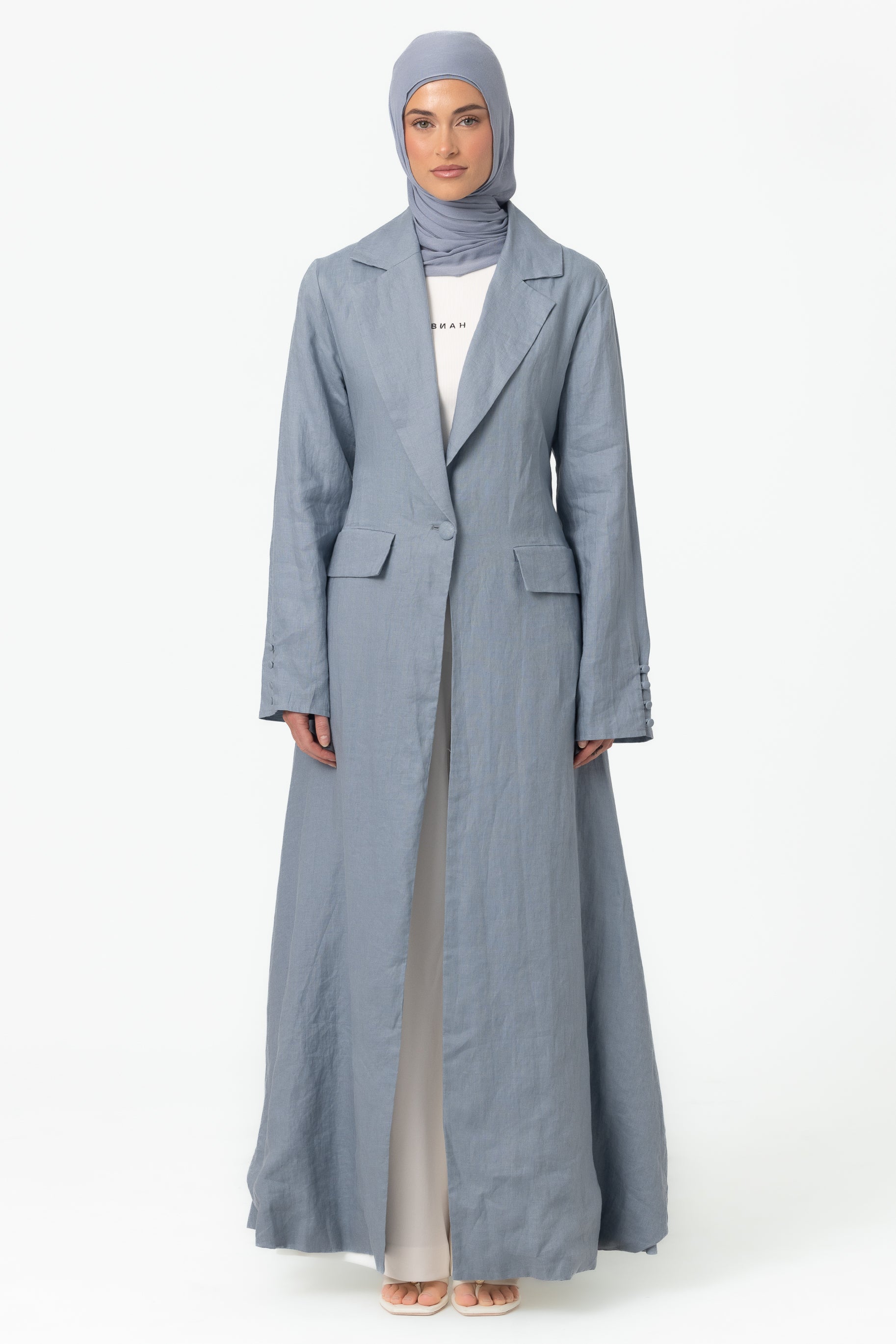 Tailored Open Abaya - Blue