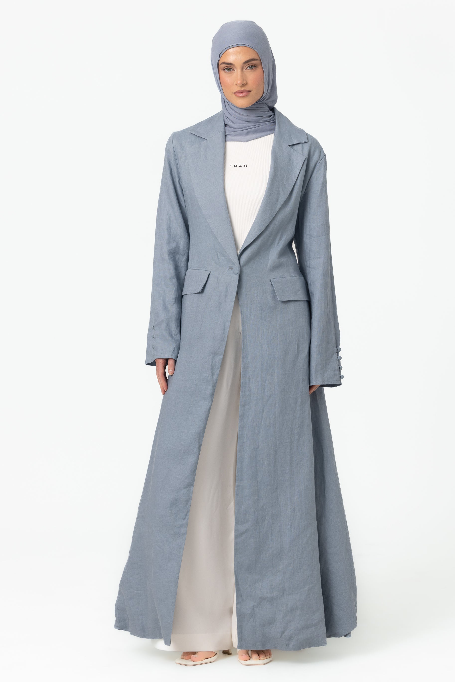 Tailored Open Abaya - Blue
