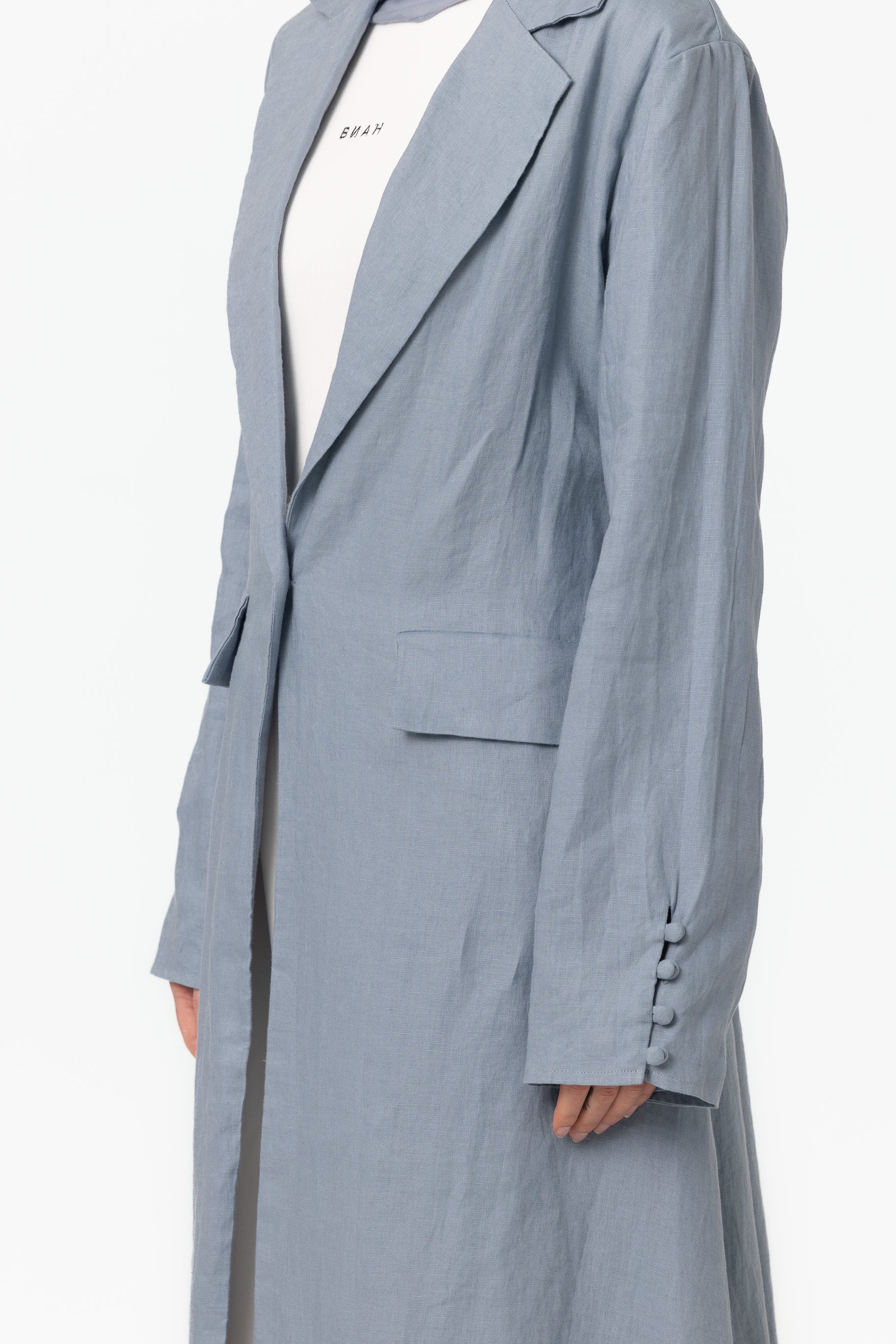 Tailored Open Abaya - Blue