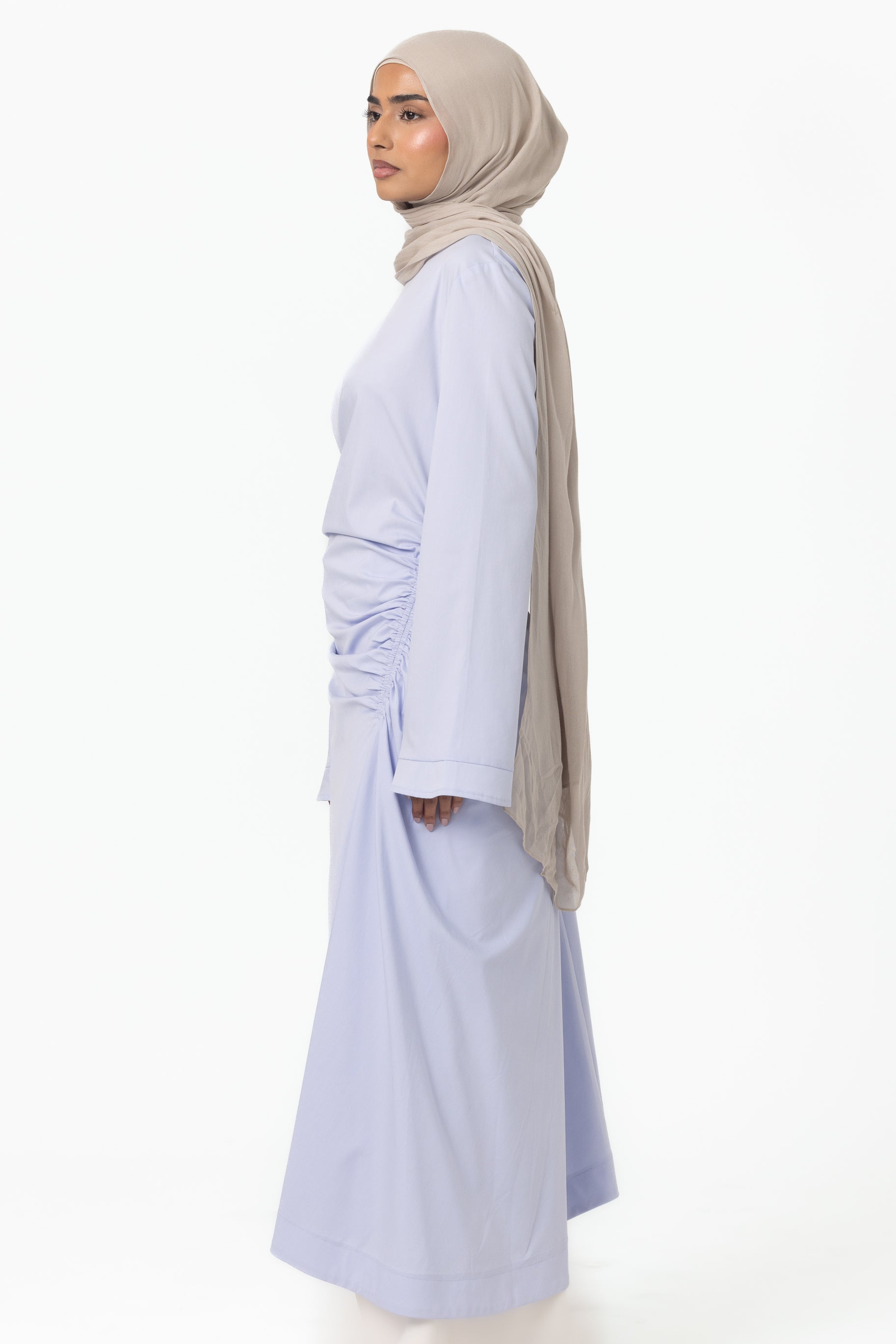 Ruched Asymmetric Tunic - Periwinkle