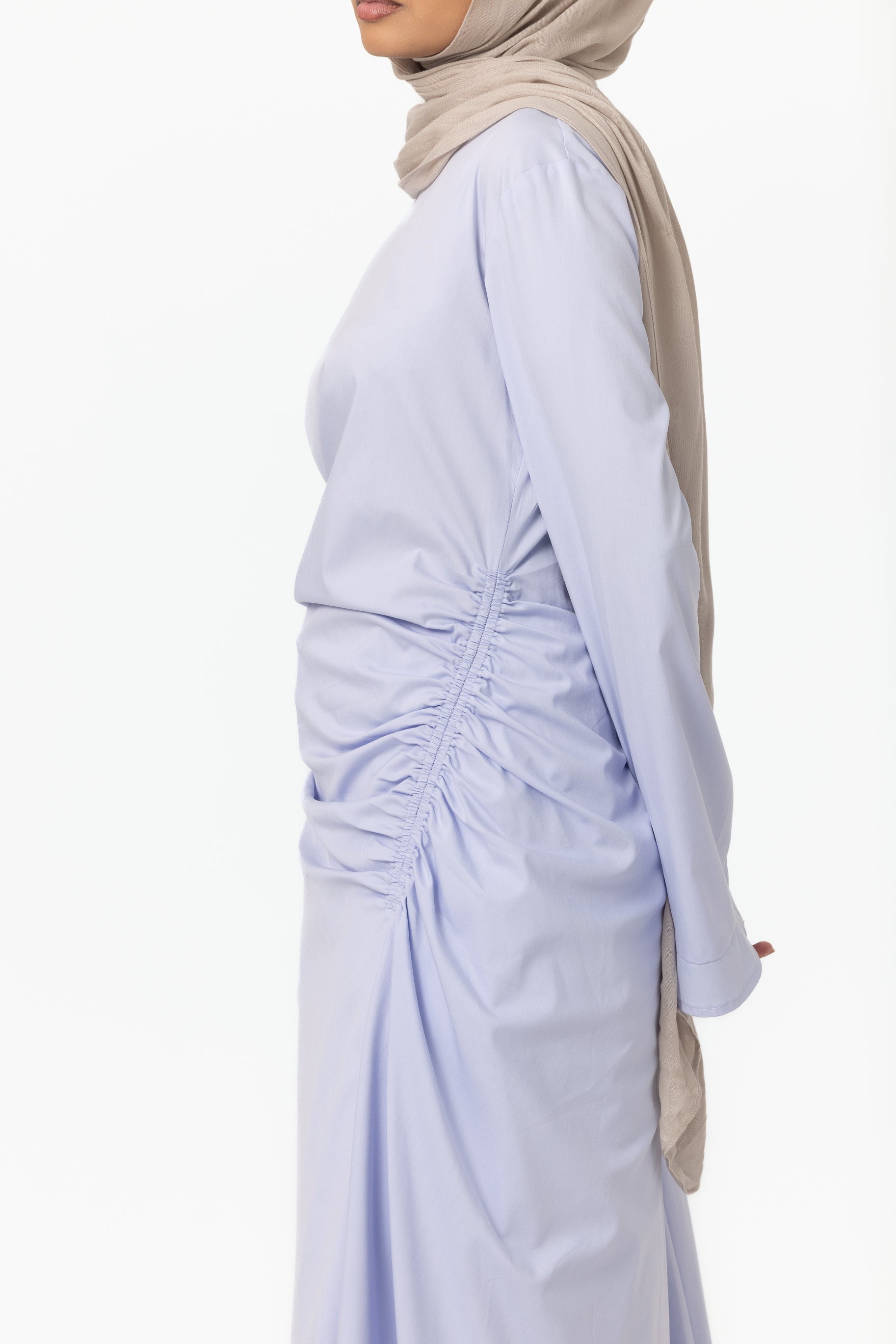 Ruched Asymmetric Tunic - Periwinkle