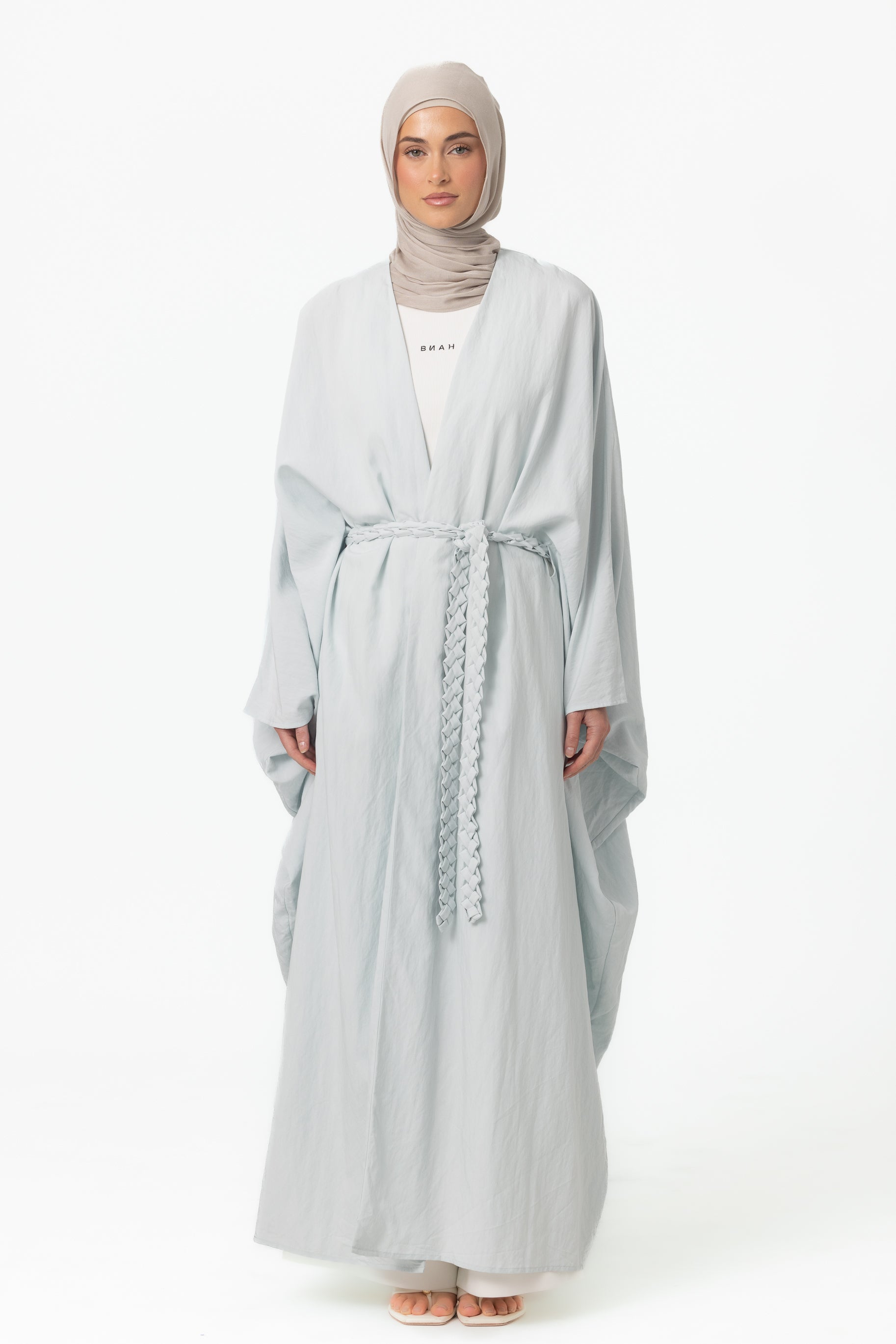 Noor Batwing Open Abaya - Ice Blue