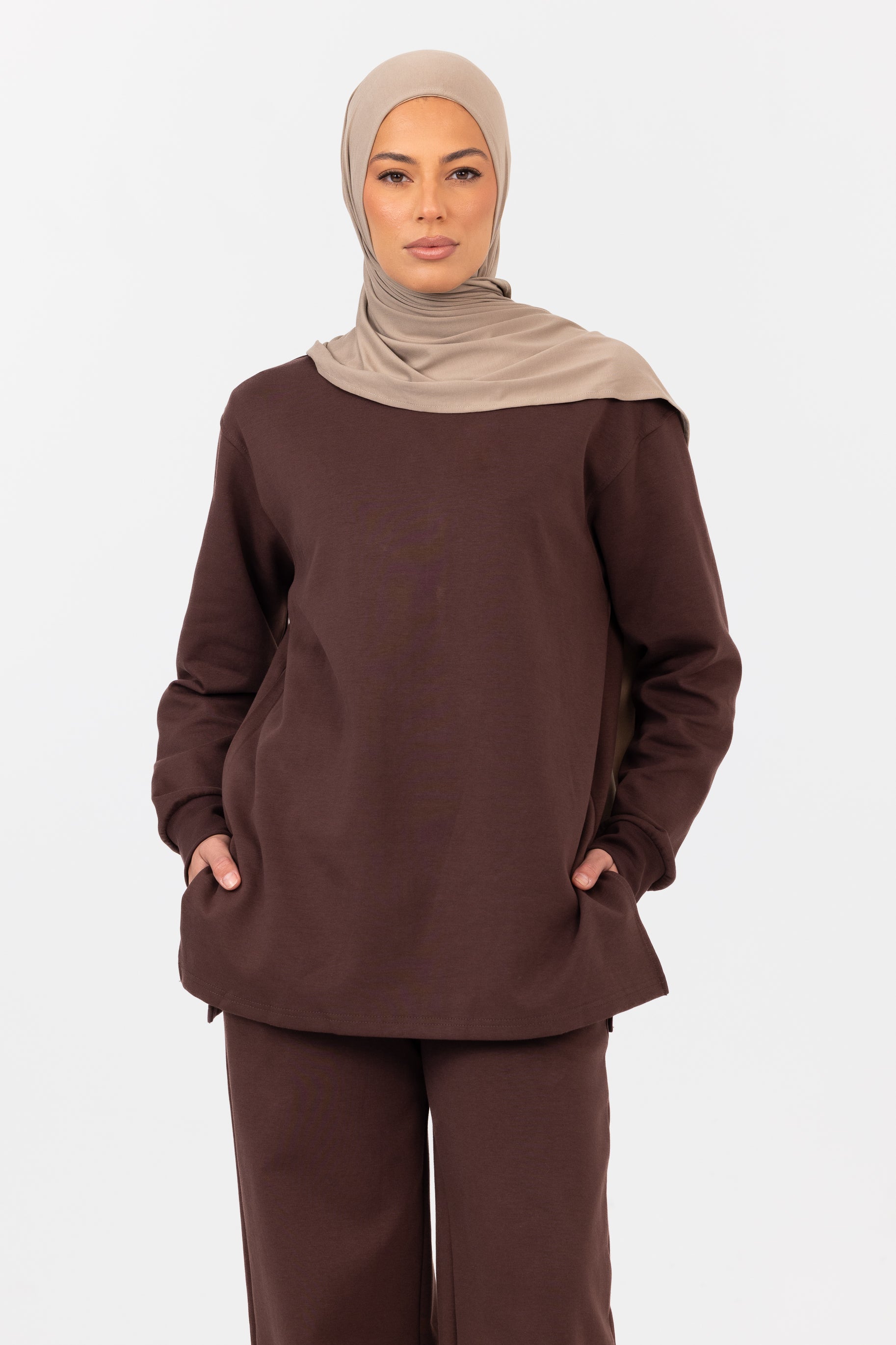 Everyday Longline Cotton Top - Coffee