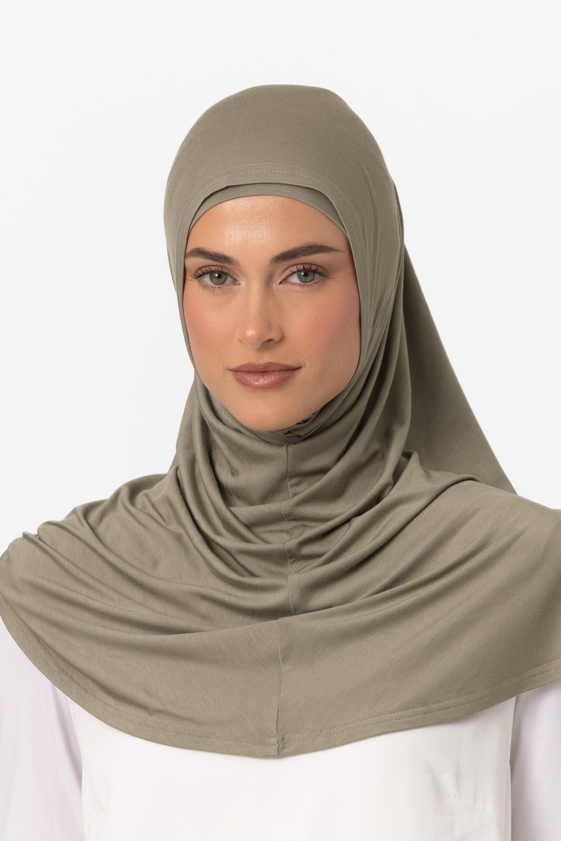 Womens 2pc Jersey Hijab - Olive