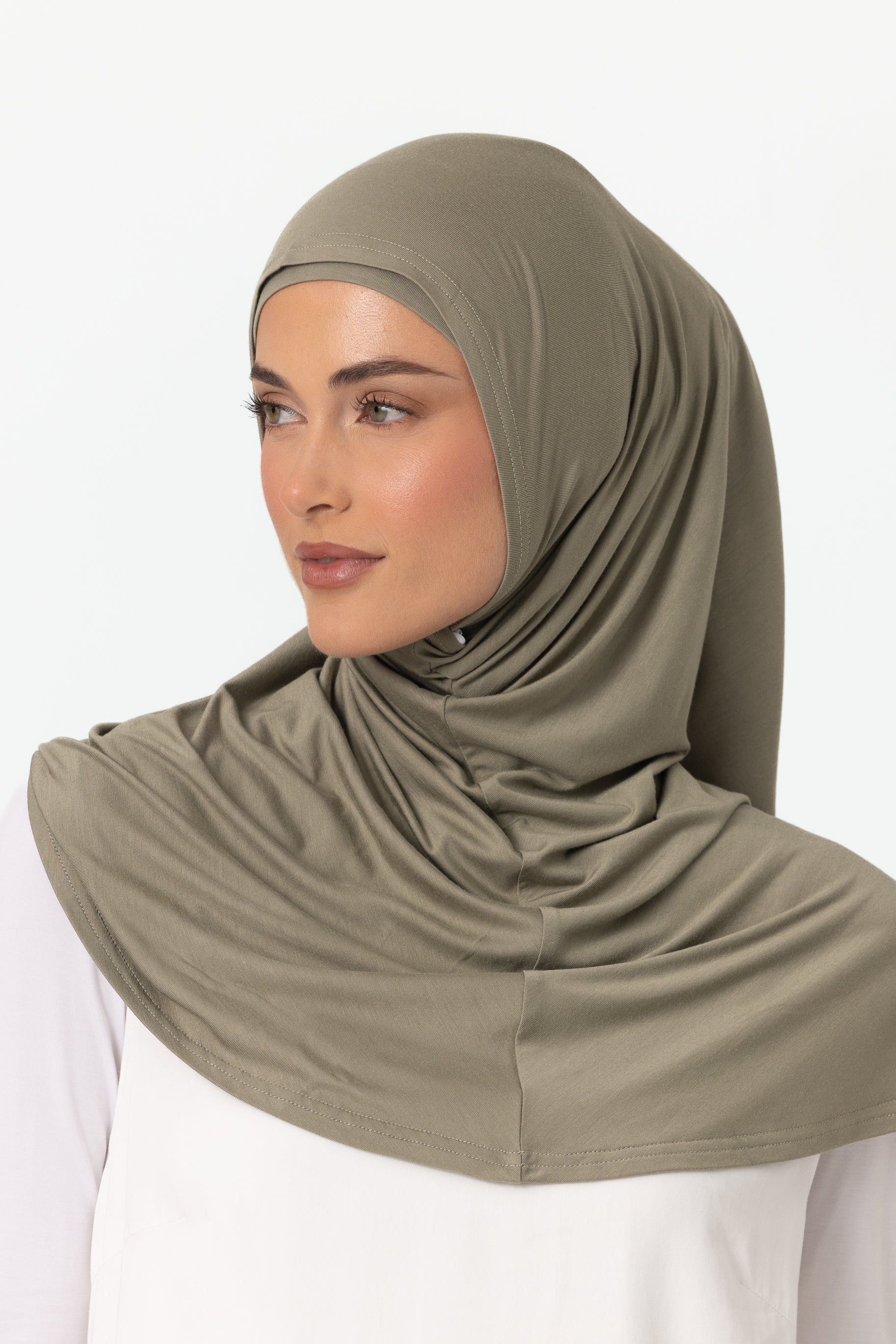 Womens 2pc Jersey Hijab - Olive