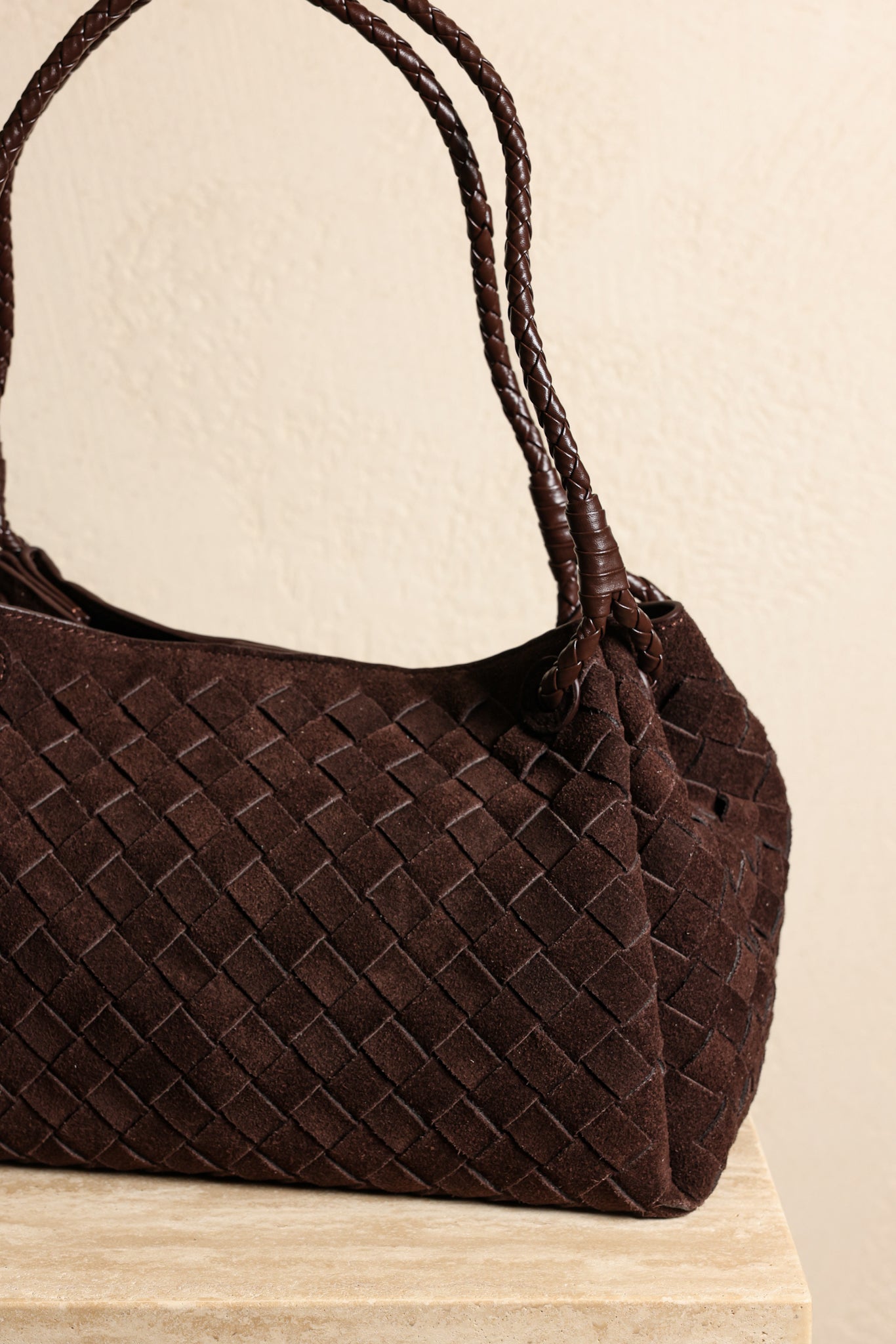 Amia Suede Shoulder Bag - Chocolate