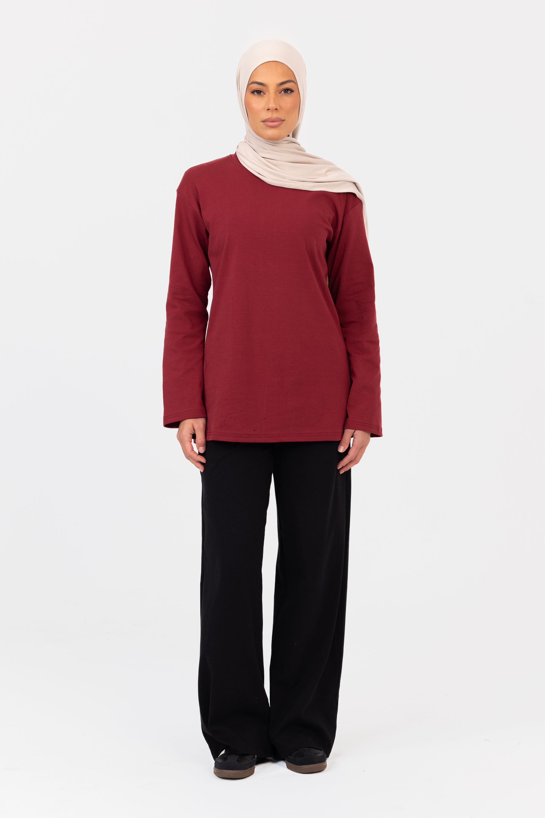Everyday Crew Neck Top - Maroon