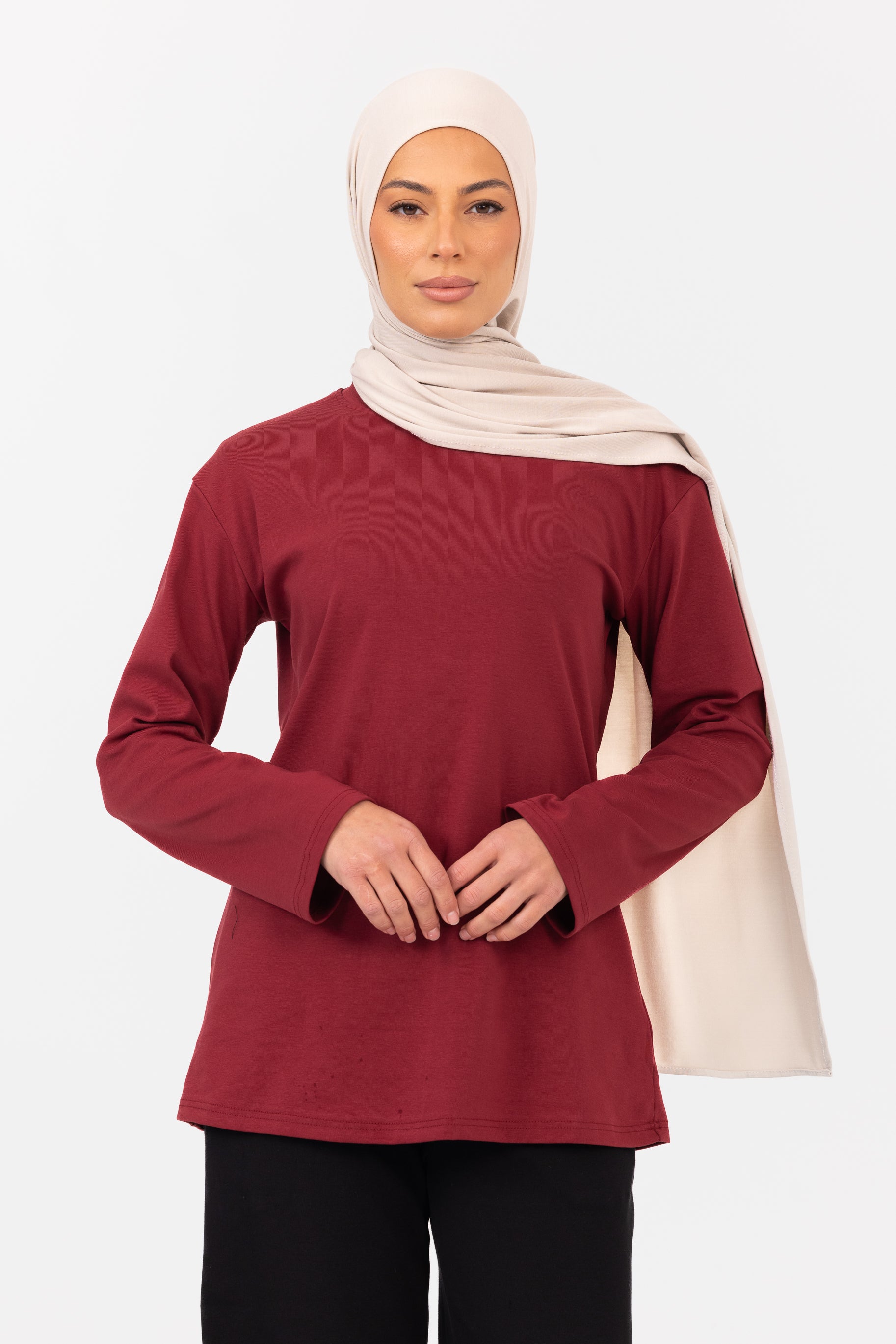 Everyday Crew Neck Top - Maroon
