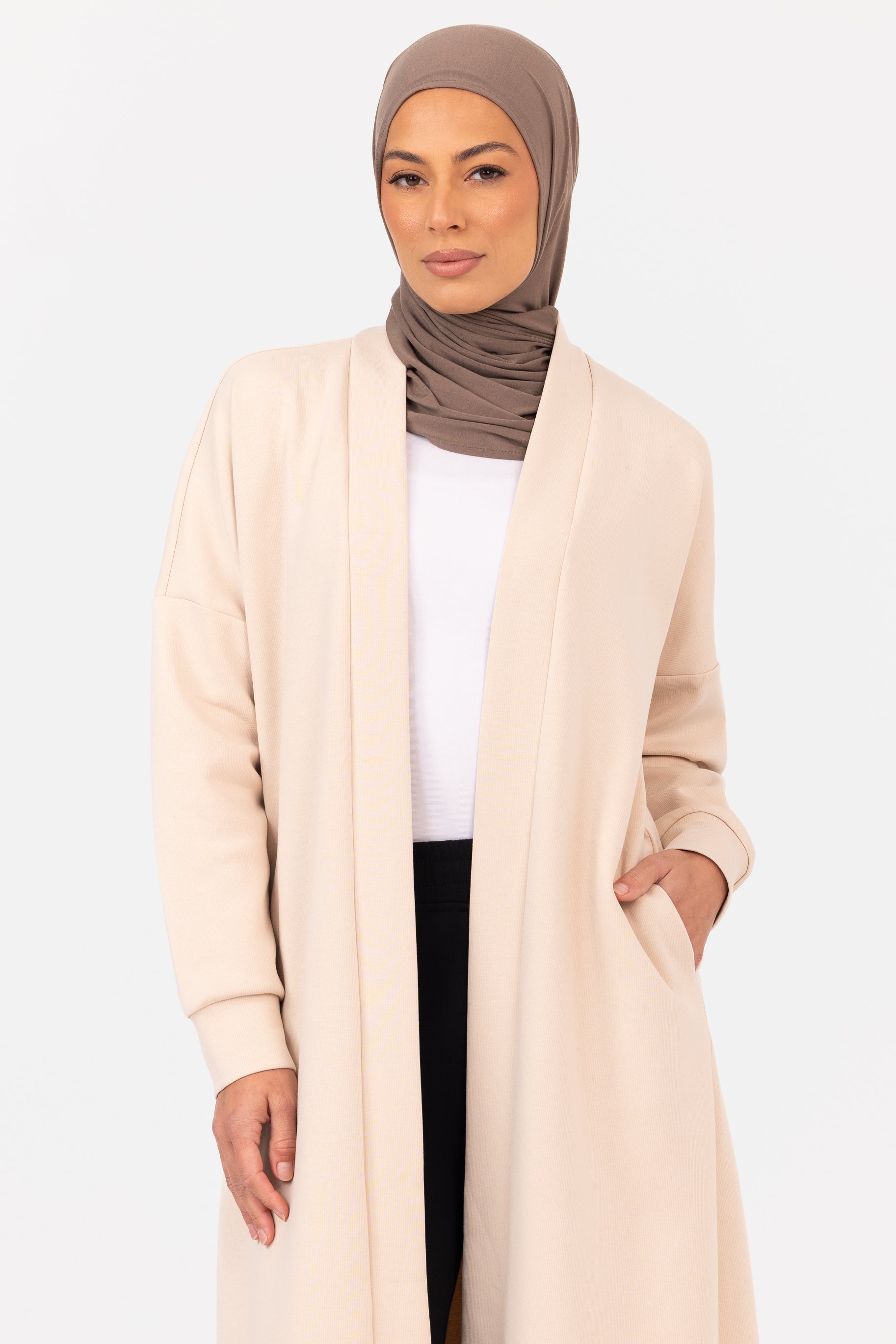 Everyday Winter Open Abaya - Ecru