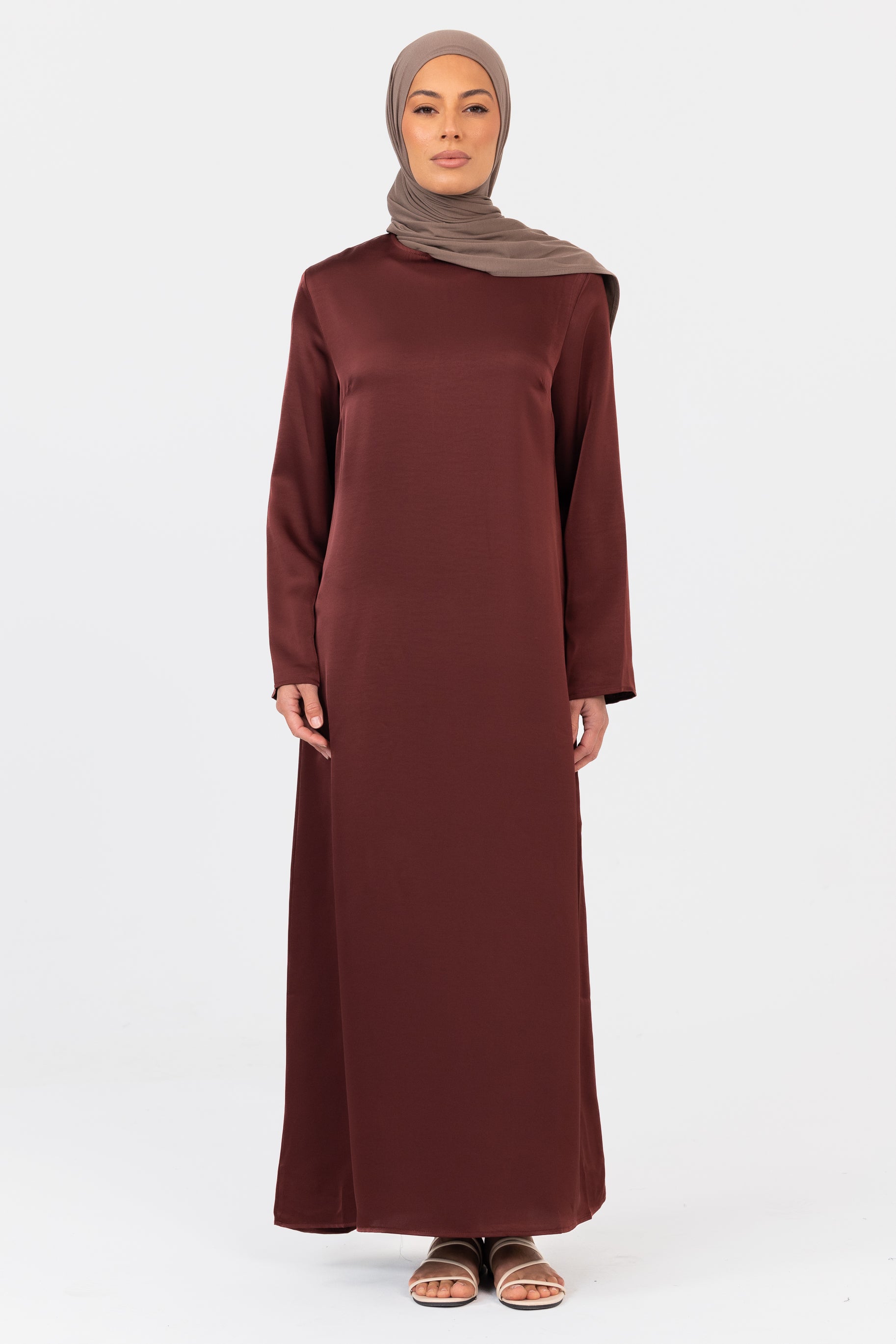 Saylor Satin Slip Dress - Mahogany