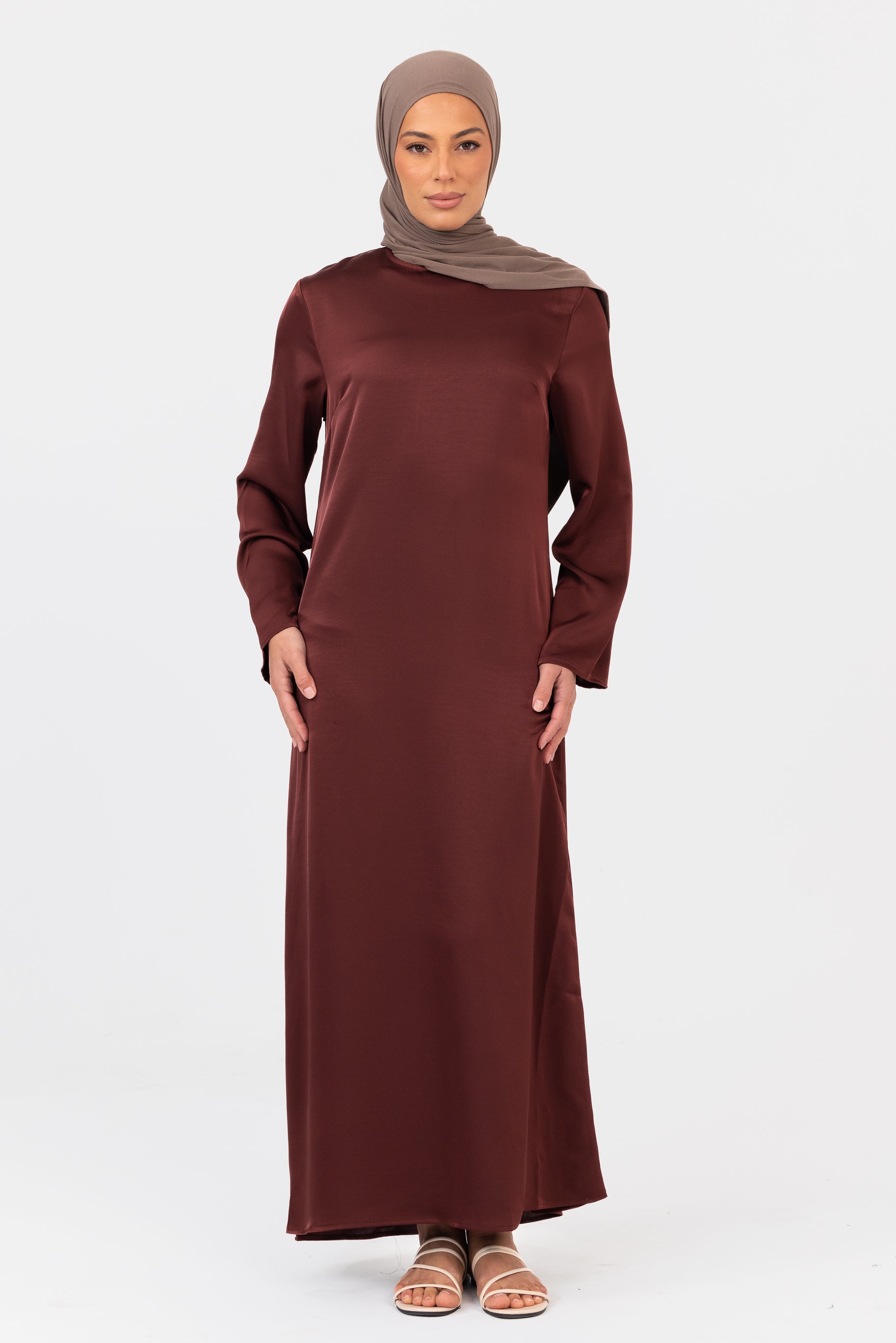 Saylor Satin Slip Dress - Mahogany