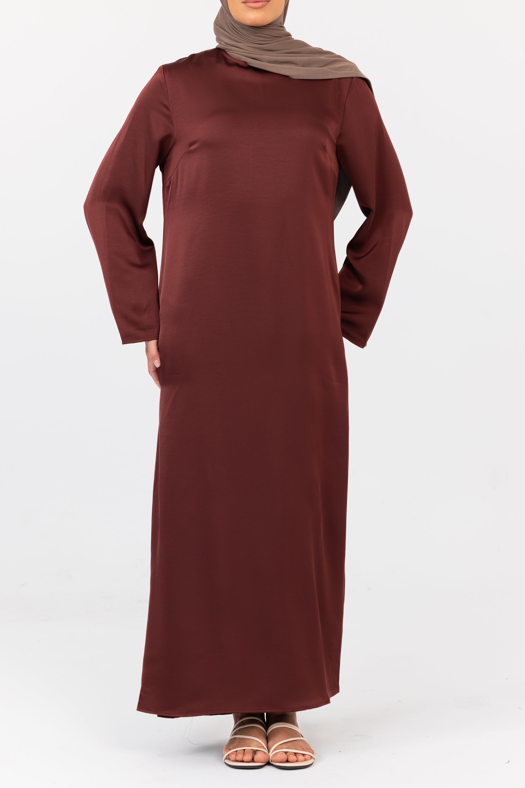 Saylor Satin Slip Dress - Mahogany
