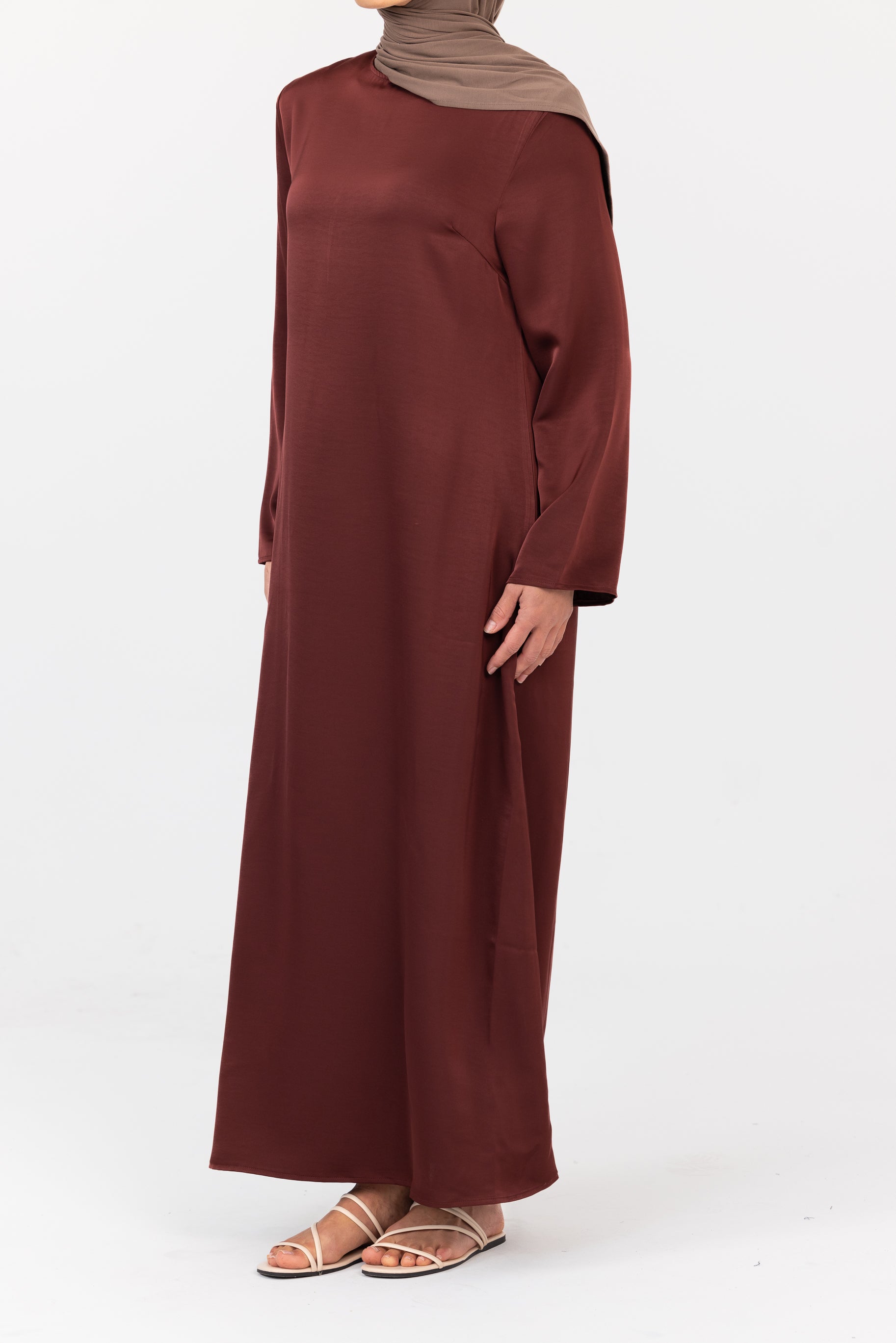 Saylor Satin Slip Dress - Mahogany