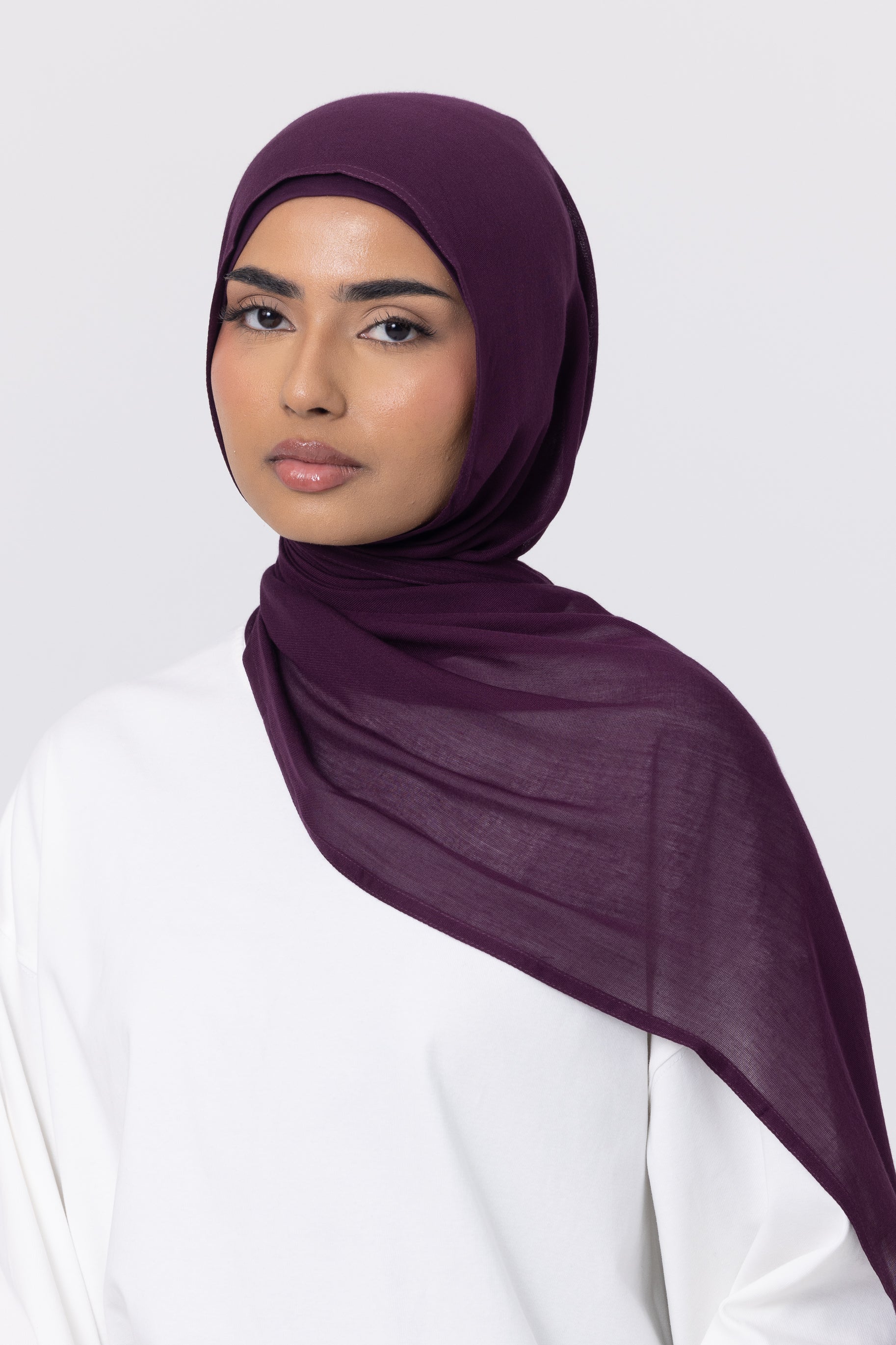 Double Stitched Modal Hijab Set - Eggplant