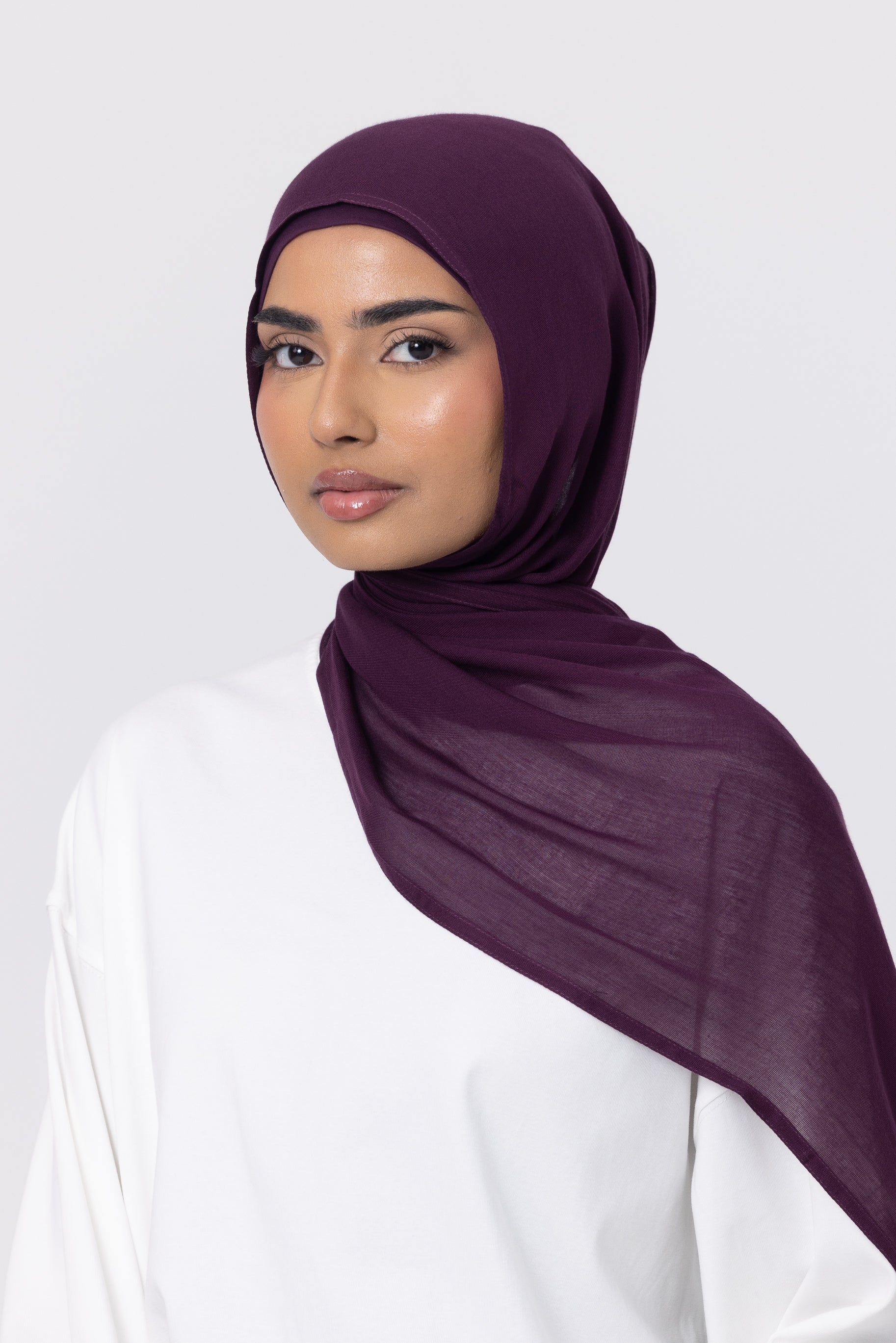 Double Stitched Modal Hijab Set - Eggplant