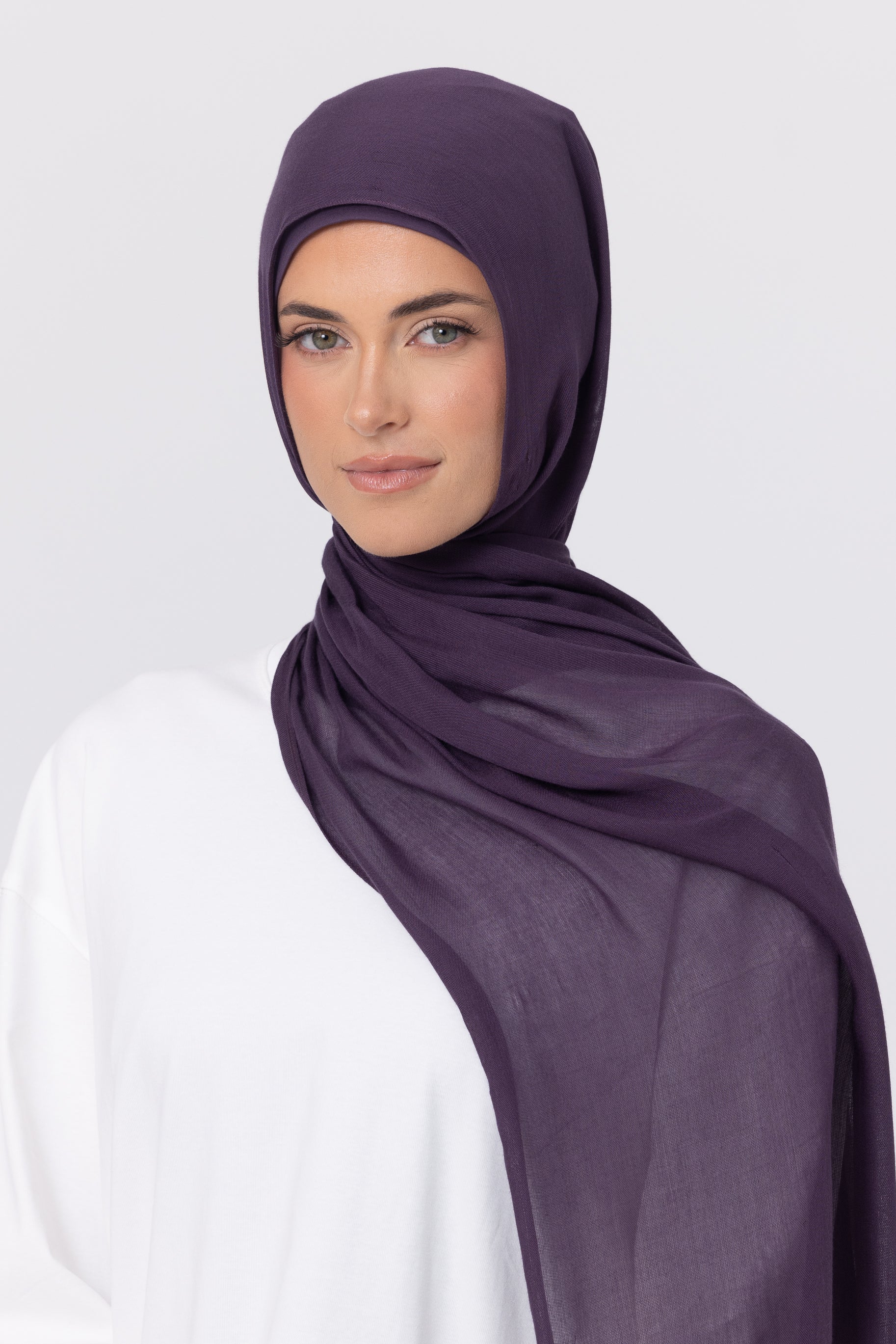 Single Stitched Modal Hijab Set - Grape