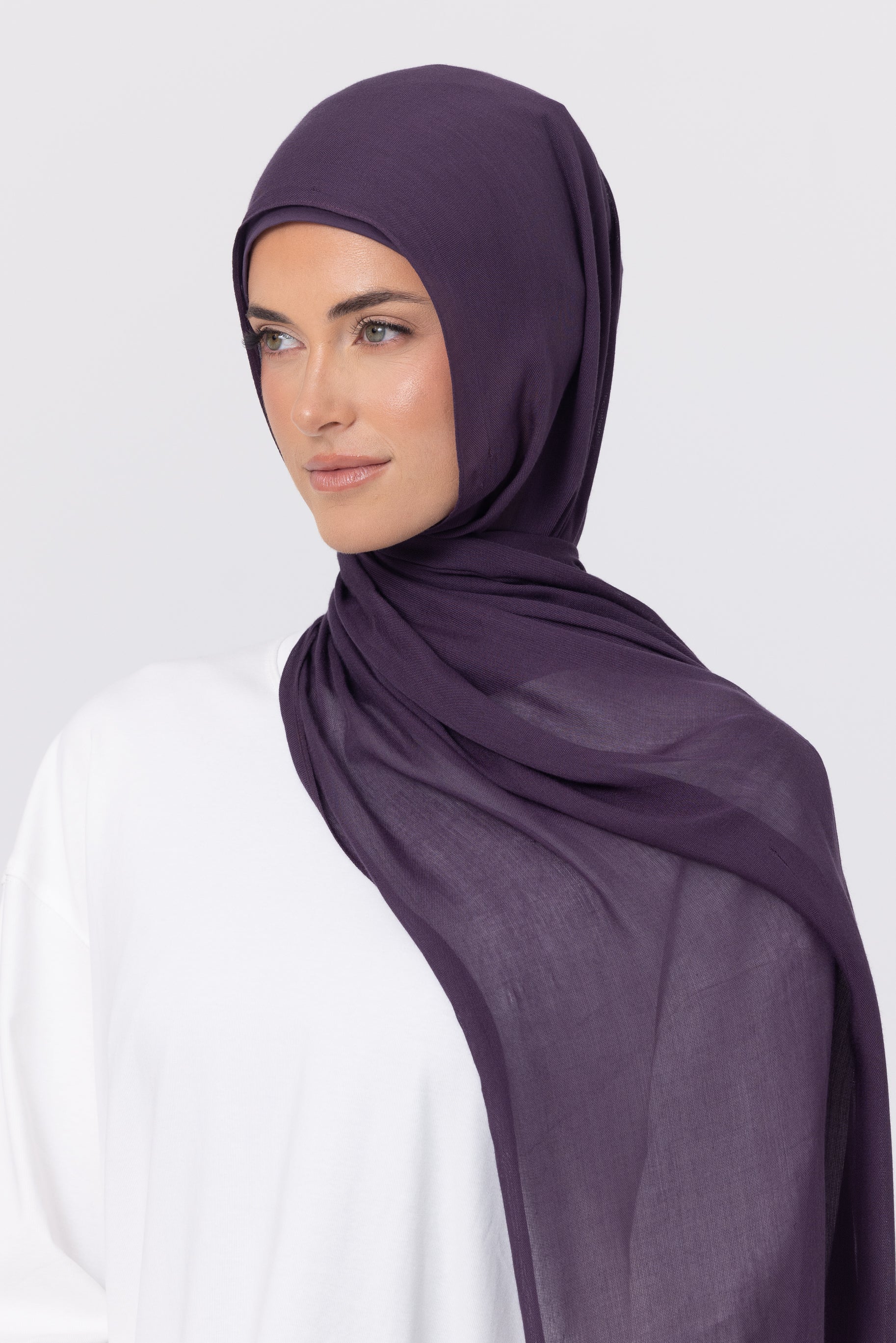 Single Stitched Modal Hijab Set - Grape