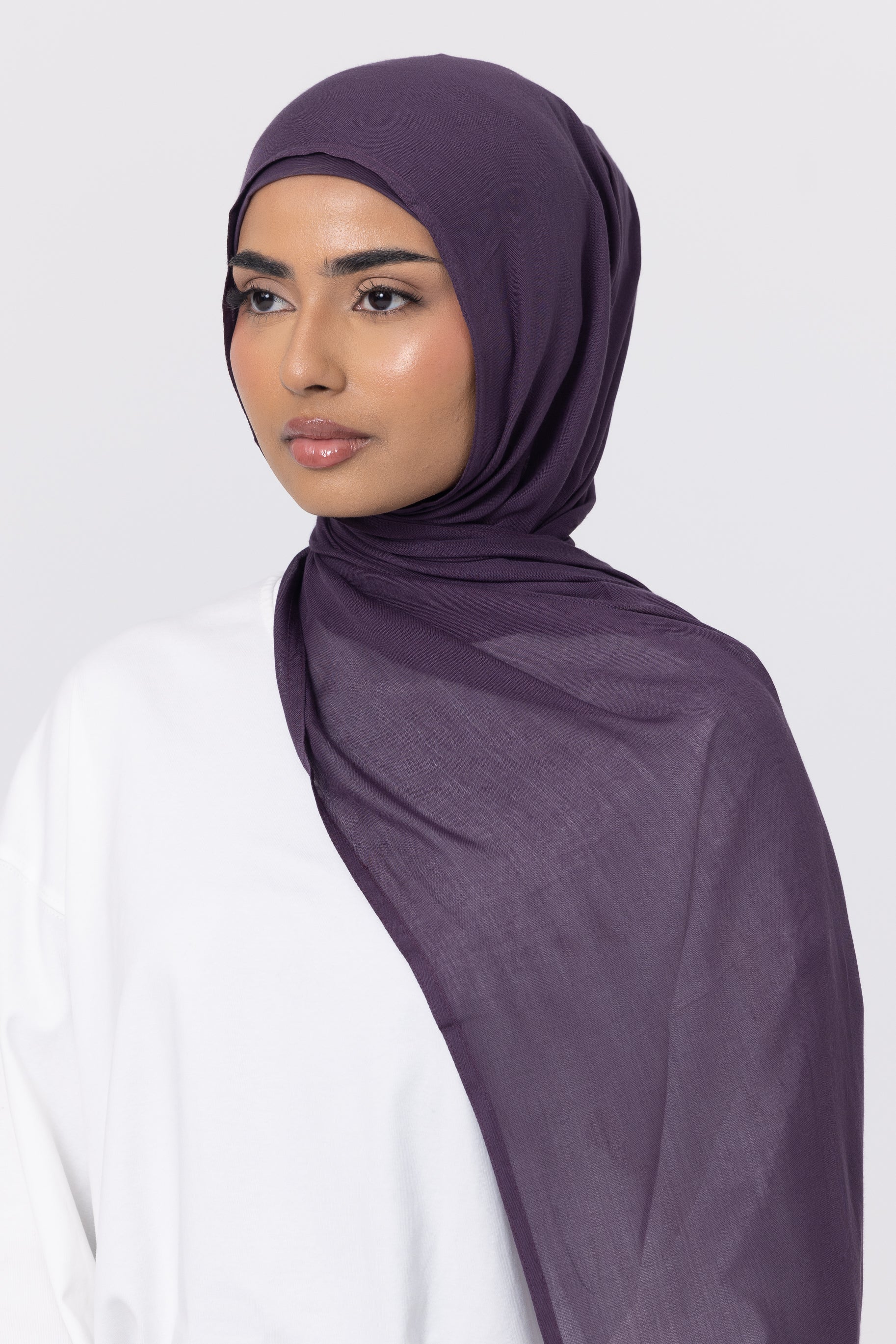 Double Stitched Modal Hijab Set - Grape