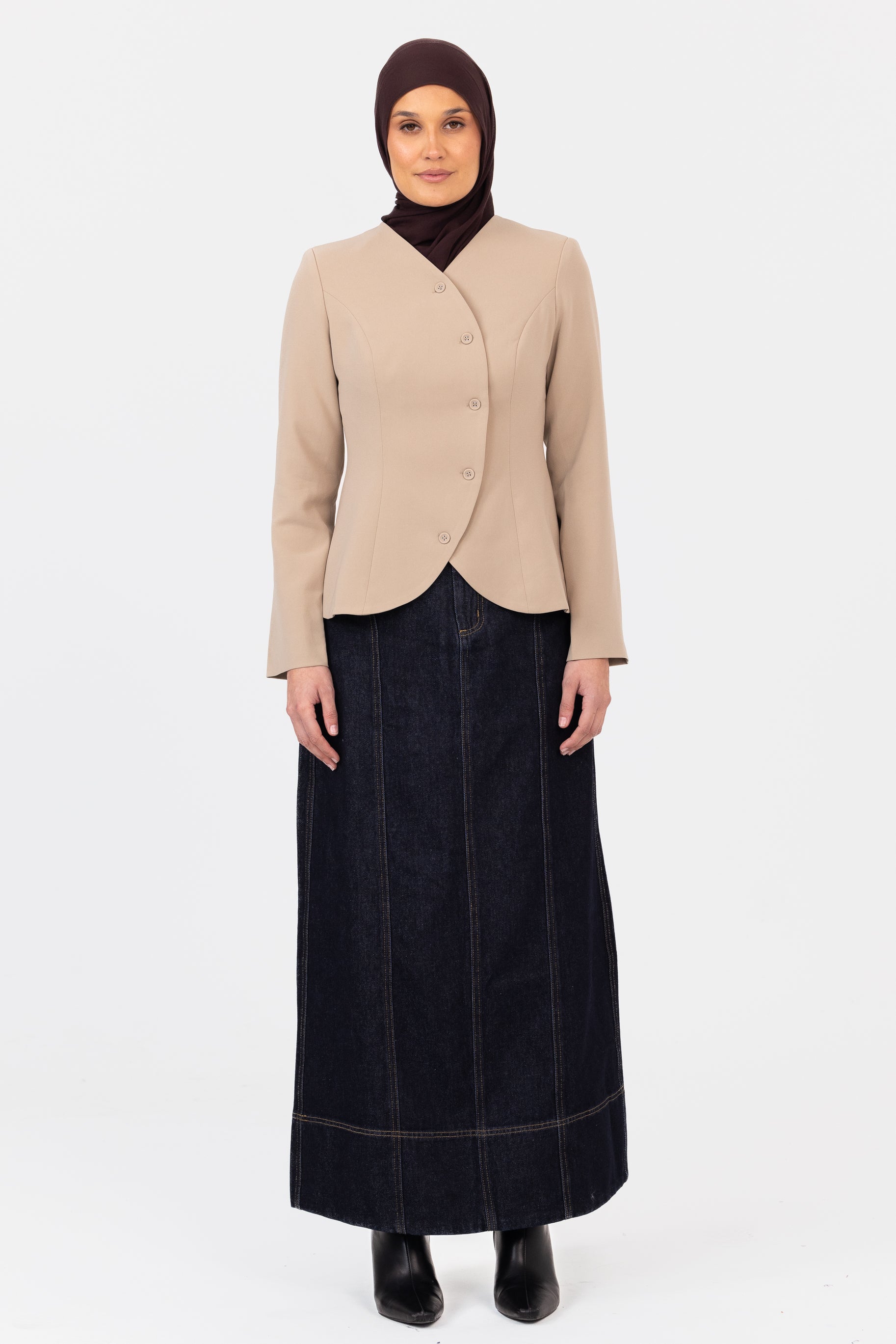 Celine Curved Jacket - Pebble