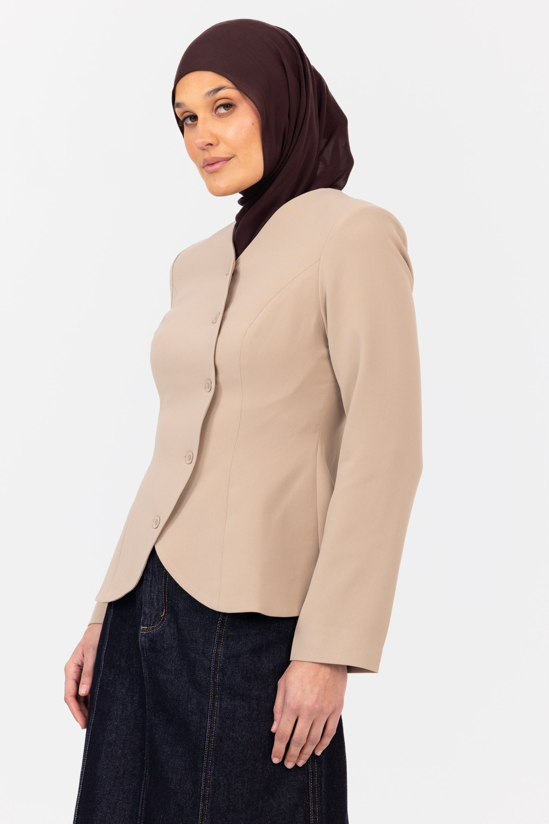 Celine Curved Jacket - Pebble