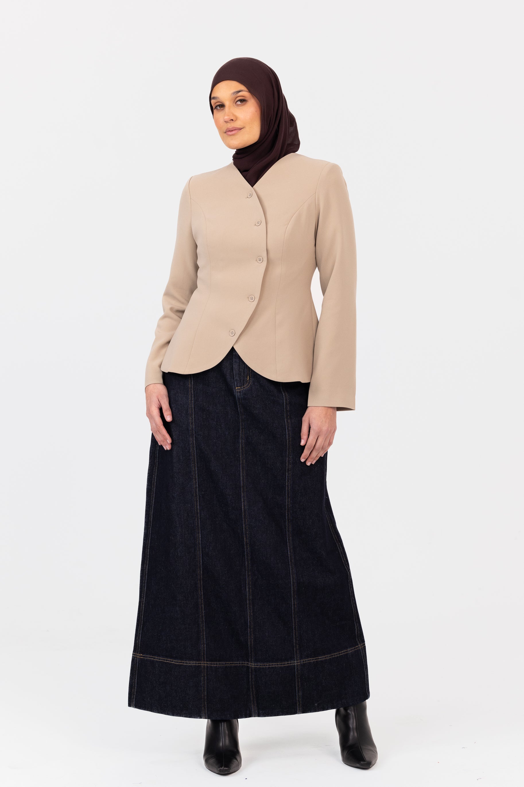 Celine Curved Jacket - Pebble