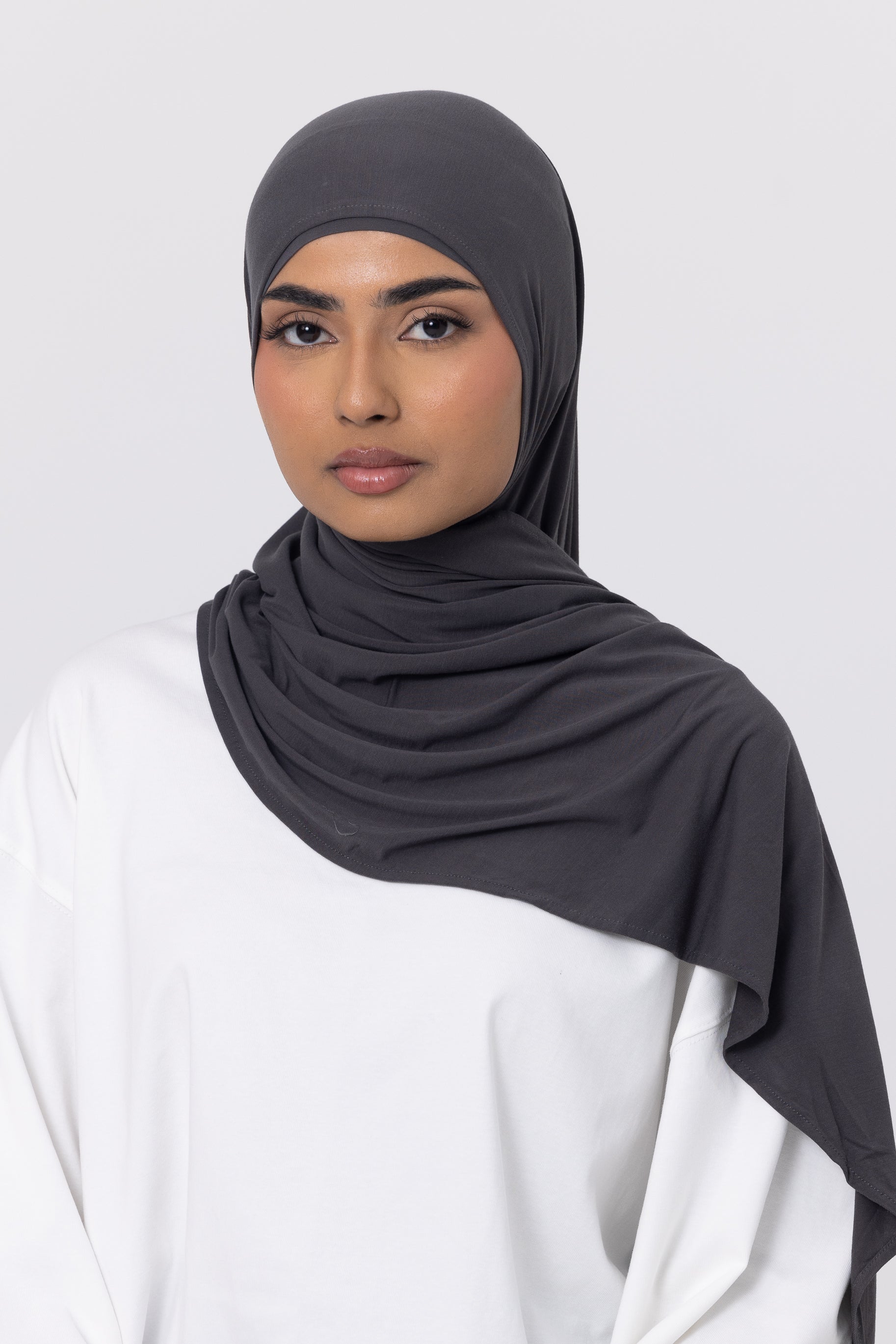 Bamboo Jersey Hijab Set - Coal