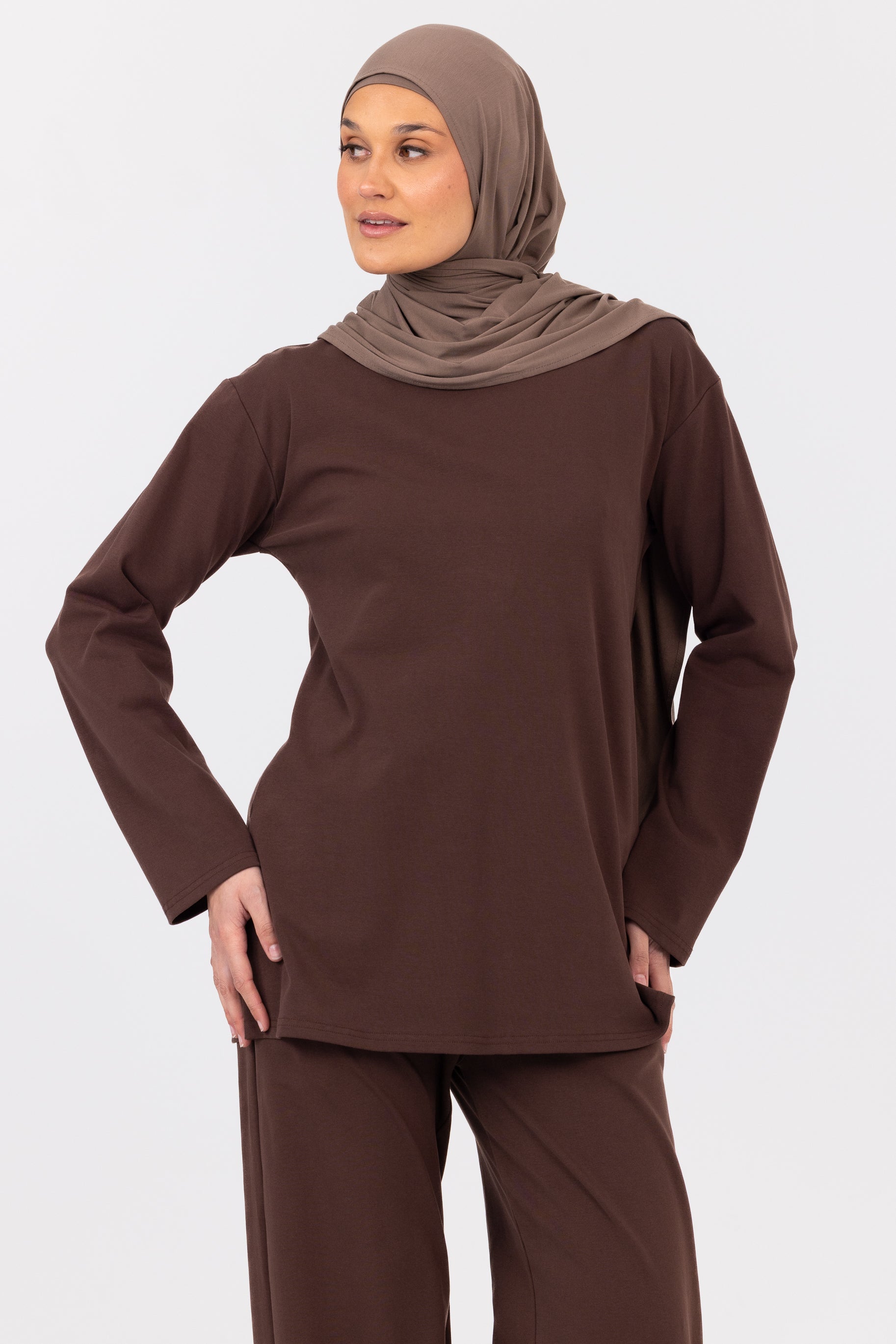 Everyday Crew Neck Top - Chocolate