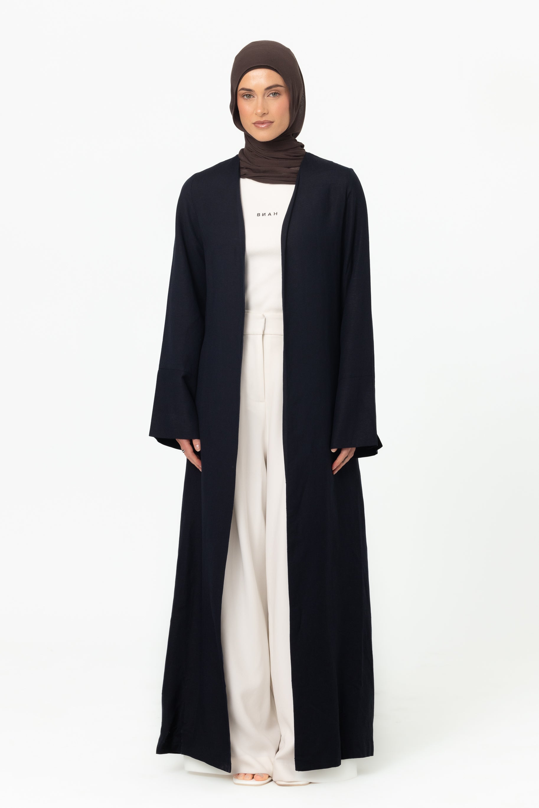 Naila Open Abaya - Navy