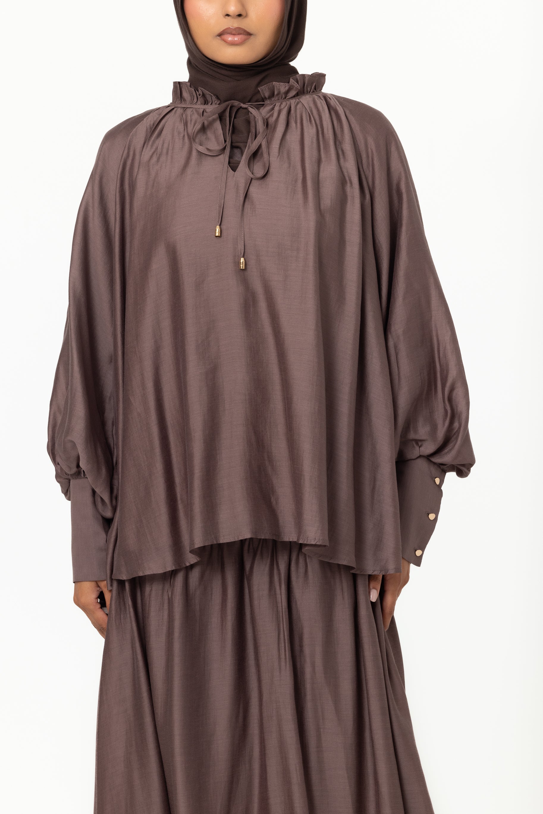 Zaria Chiffon Blouse - Chocolate Plum