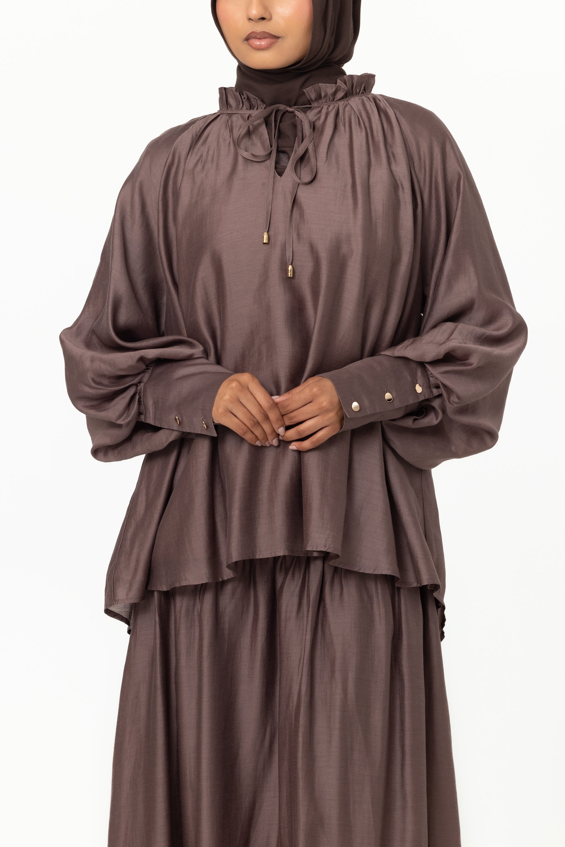 Zaria Chiffon Blouse - Chocolate Plum