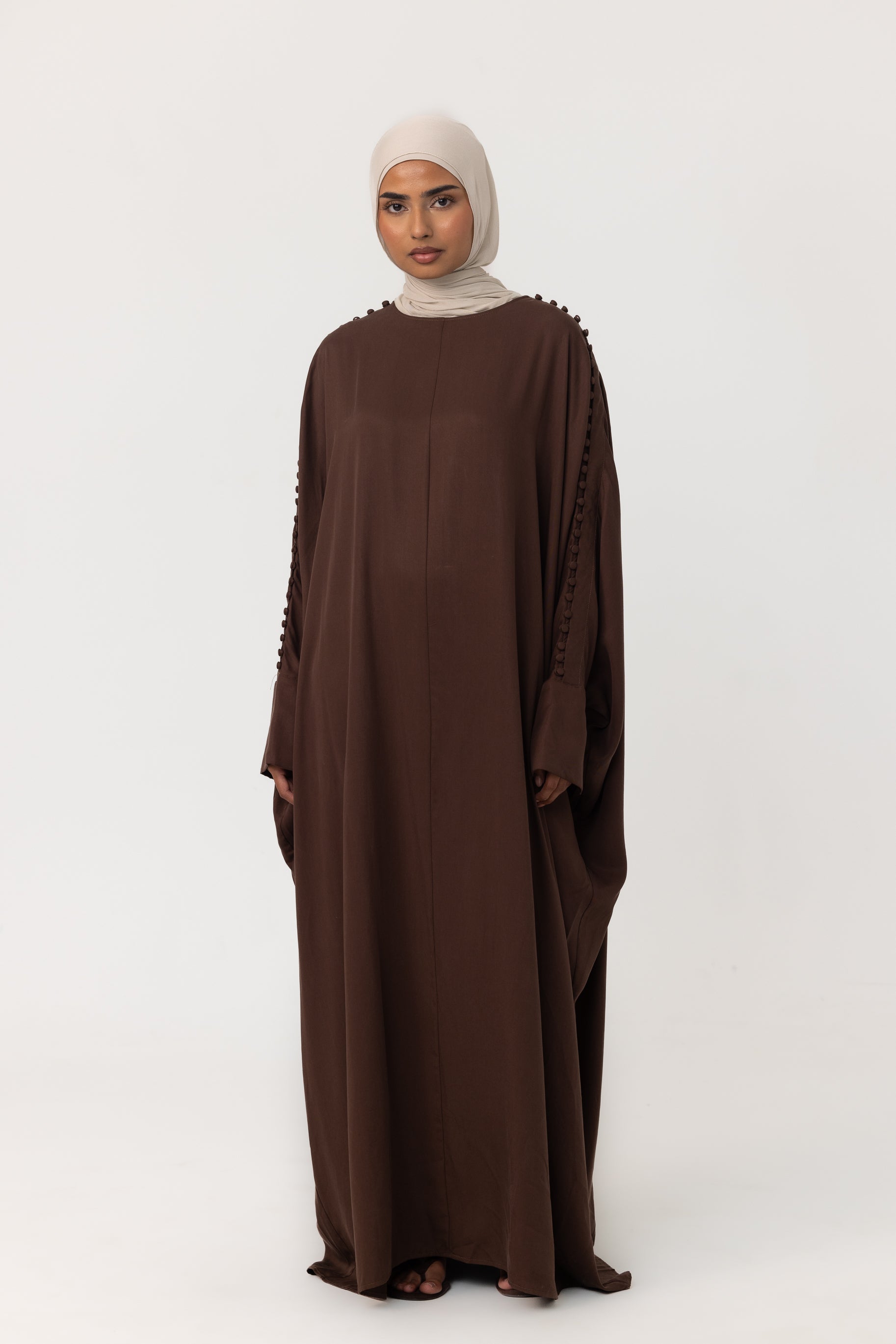 Leana Batwing Abaya - Chocolate