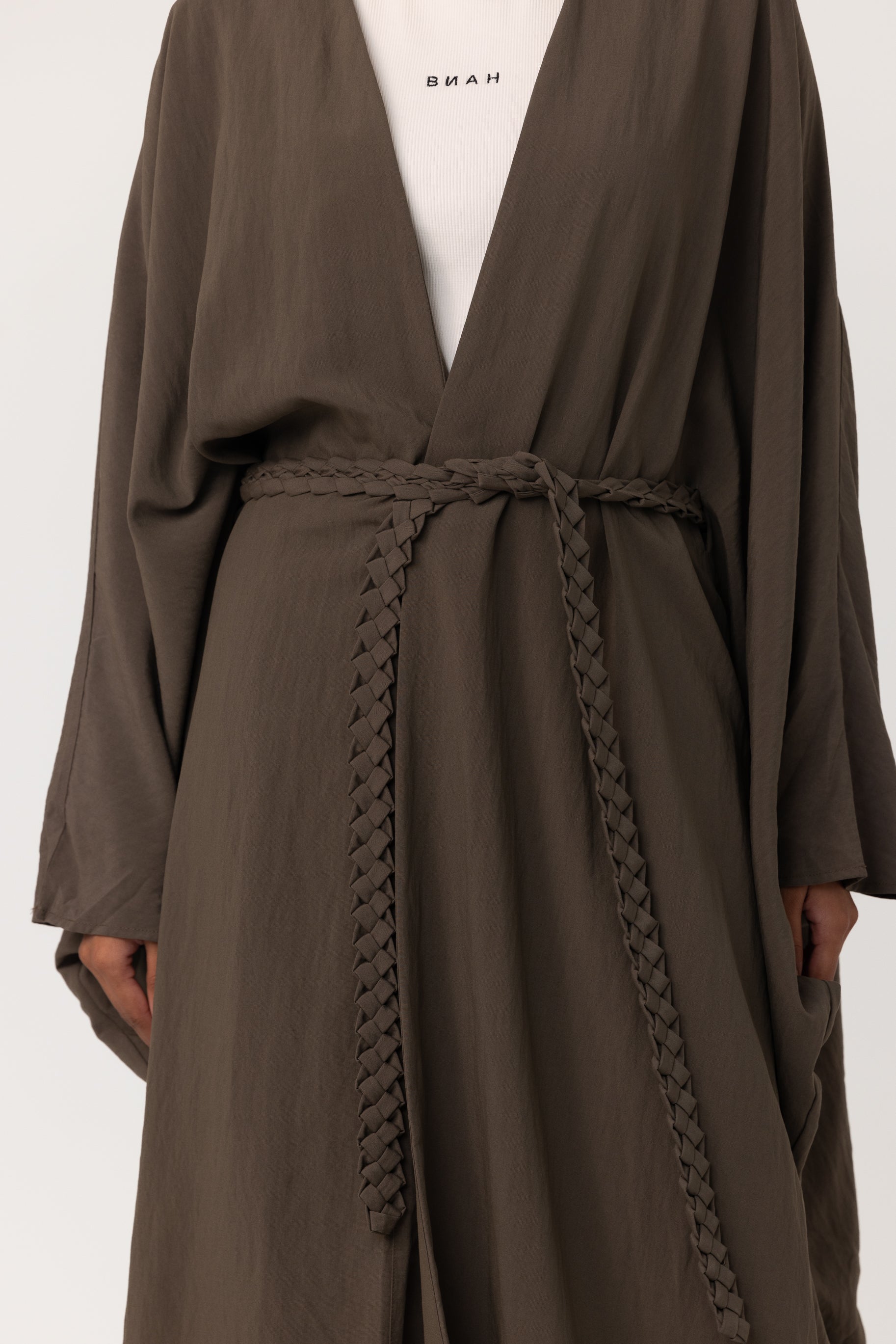 Noor Batwing Open Abaya - Cedar