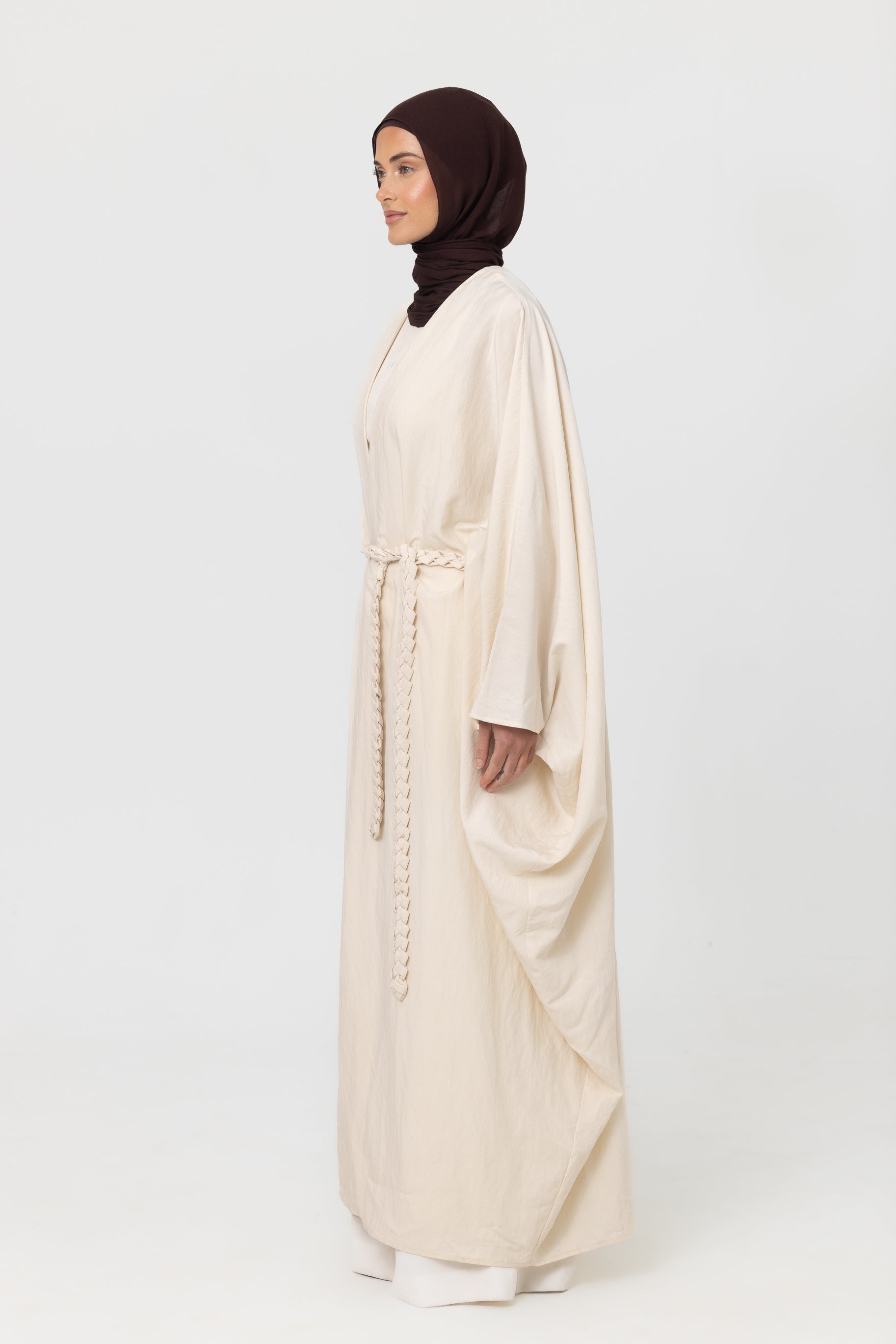 Noor Batwing Open Abaya - Pearl