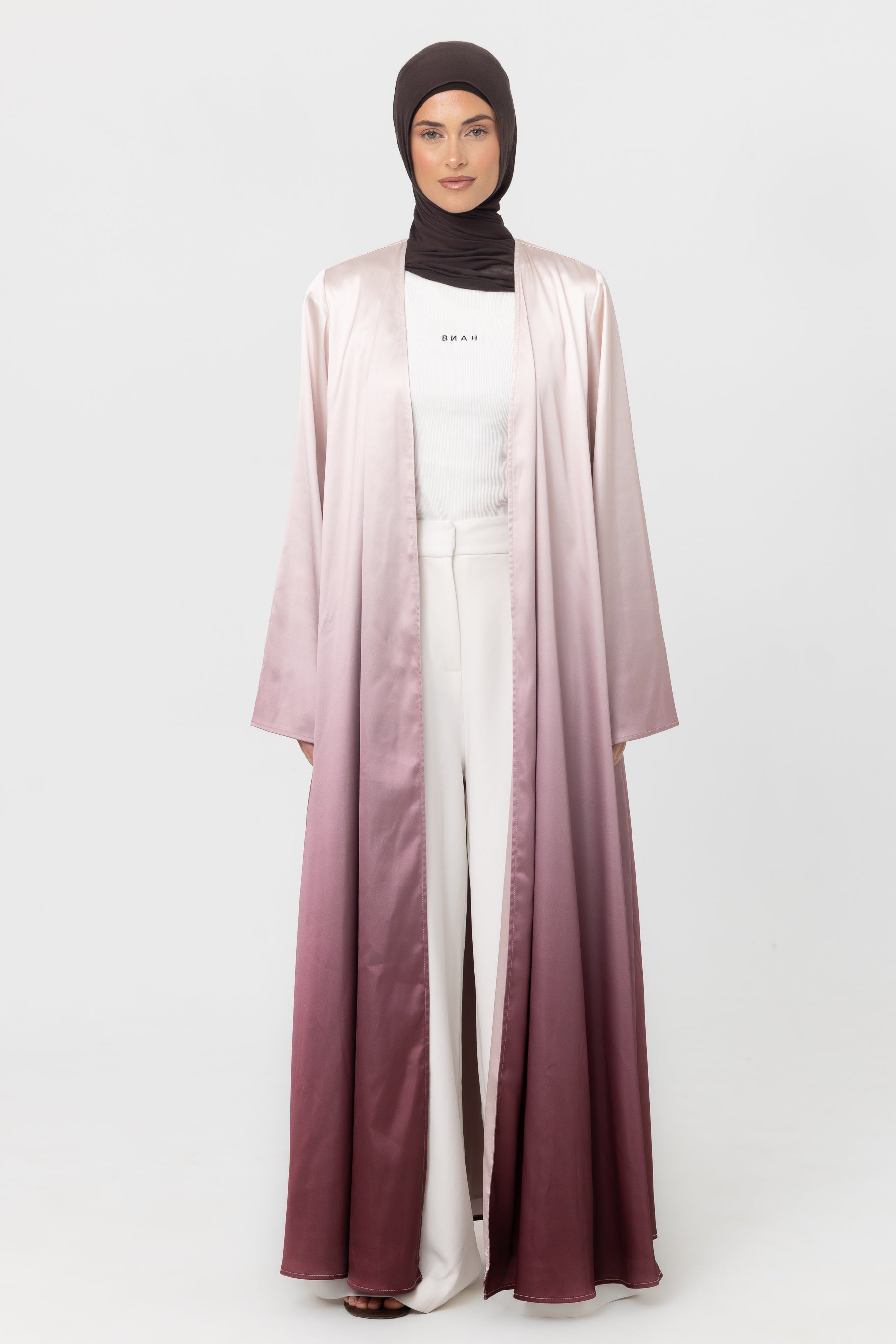 Ombre Open Abaya - Pink
