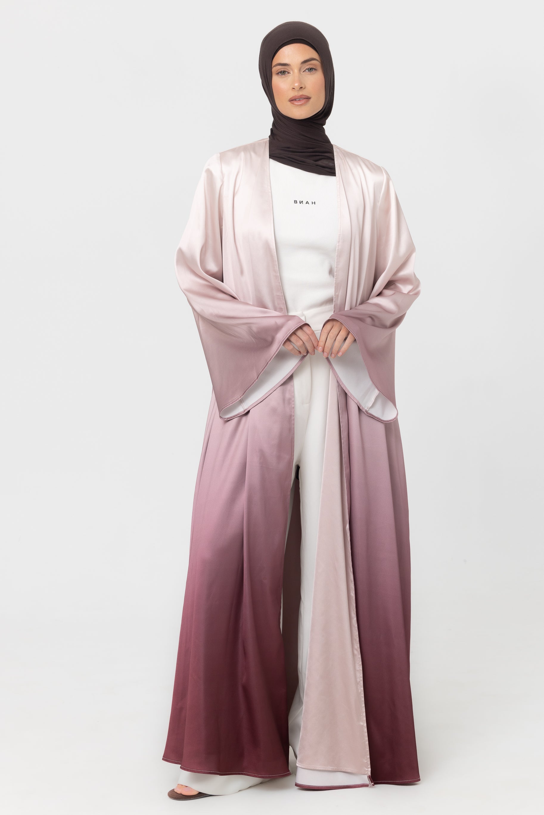 Ombre Open Abaya - Pink