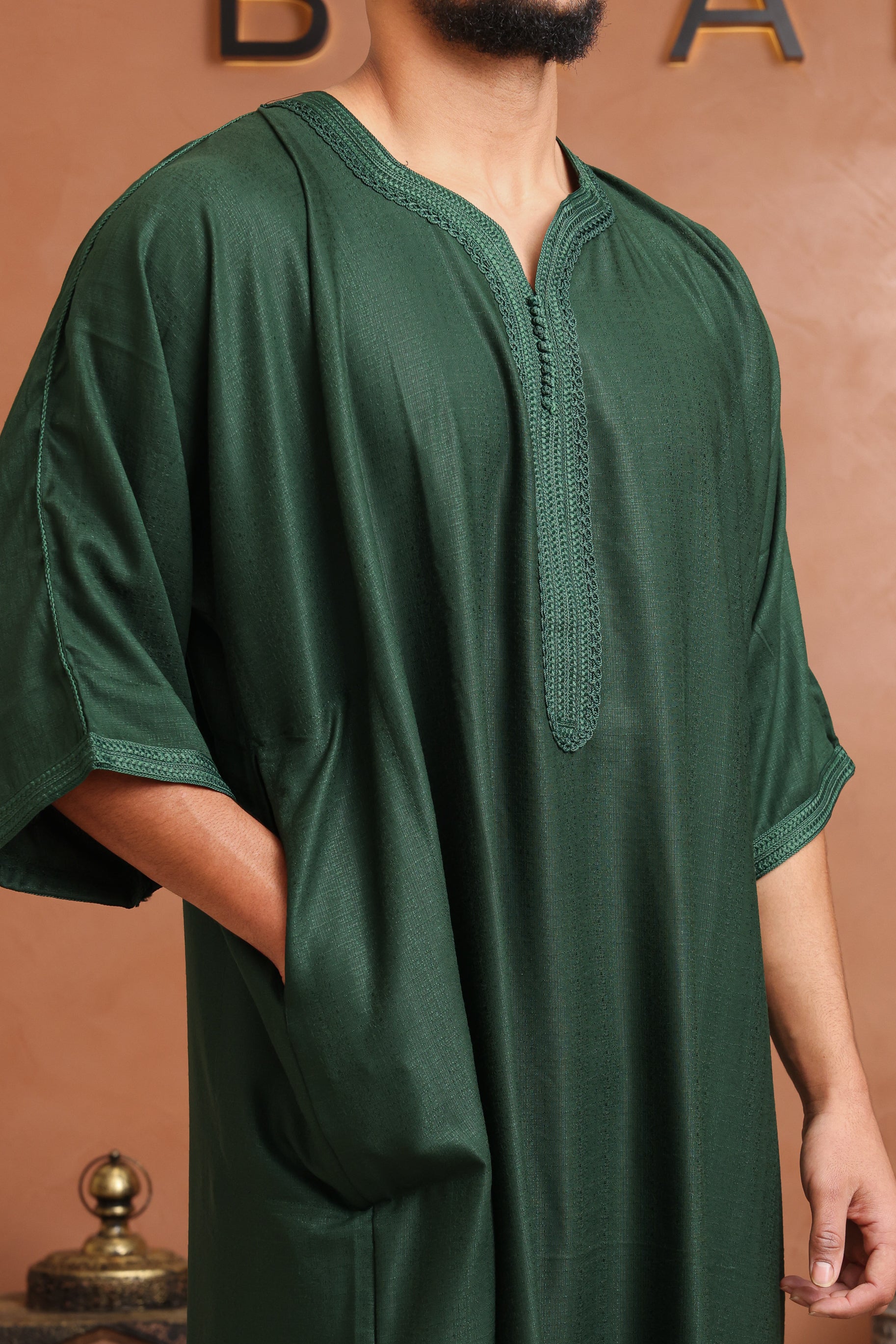 Linen Moroccan Thobe- Emerald