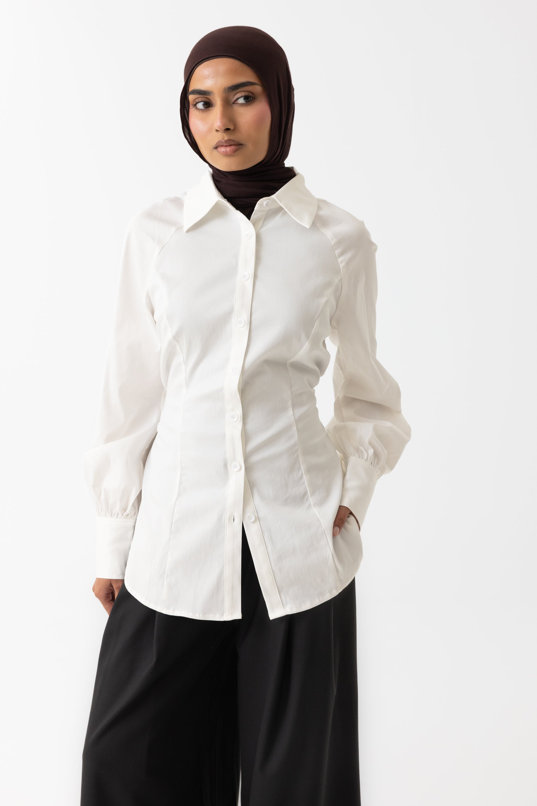 Nes Cinched Blouse - White